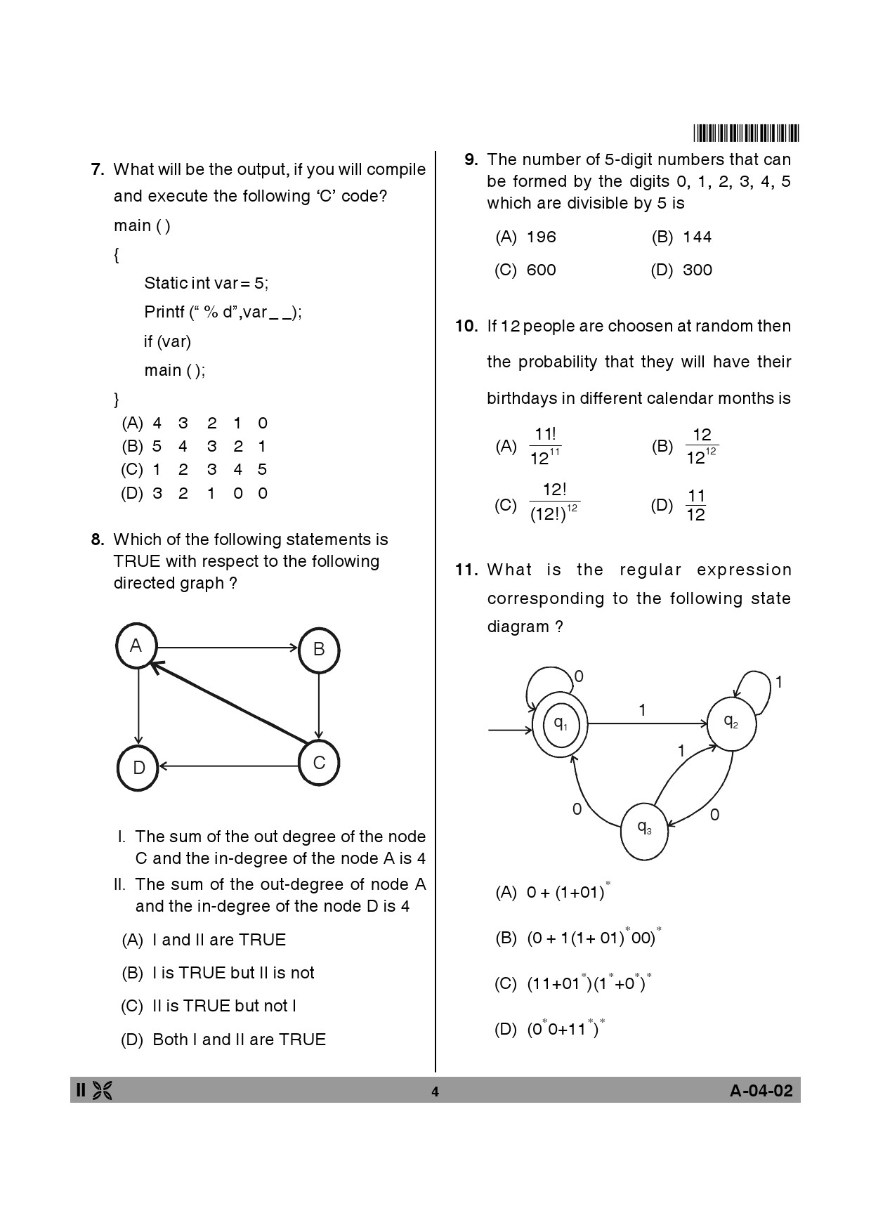 Telangana SET Computer Science and Application 2014 Question Paper II 3