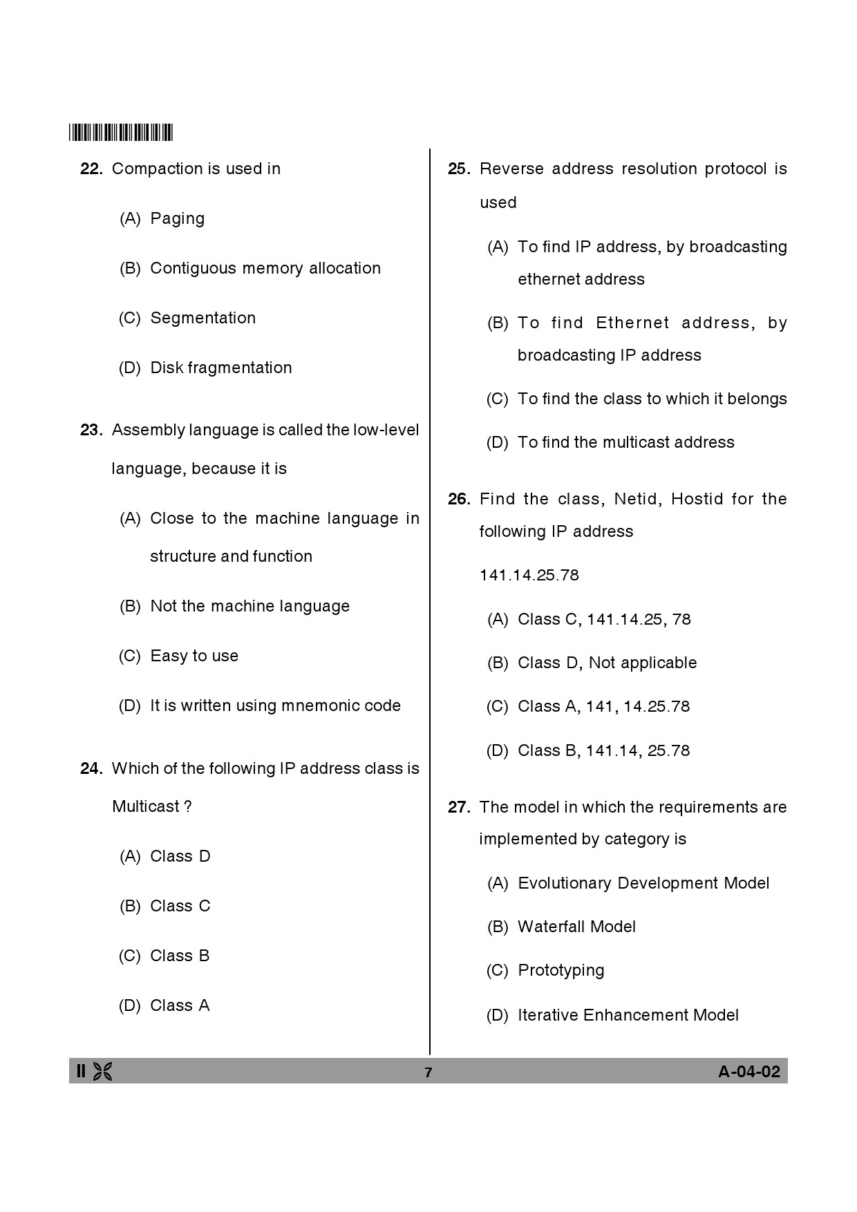 Telangana SET Computer Science and Application 2014 Question Paper II 6