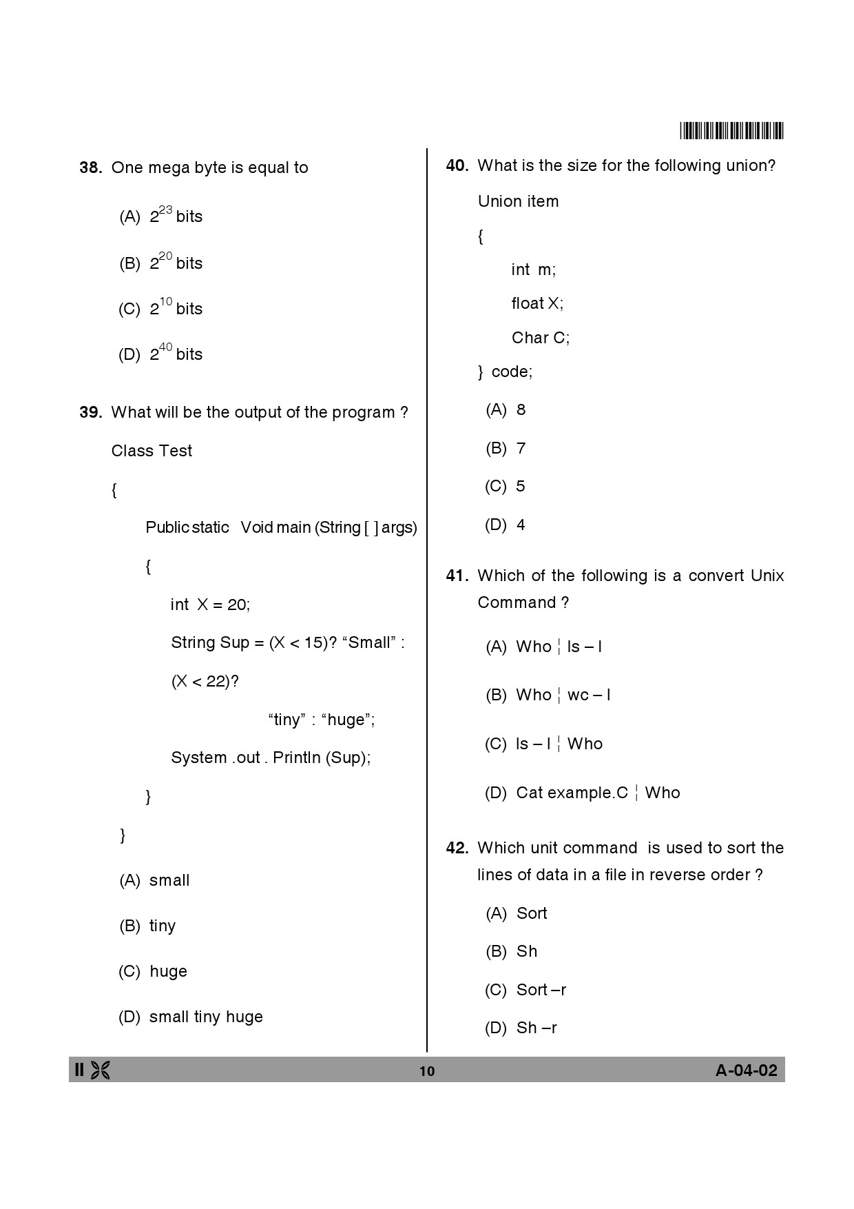 Telangana SET Computer Science and Application 2014 Question Paper II 9