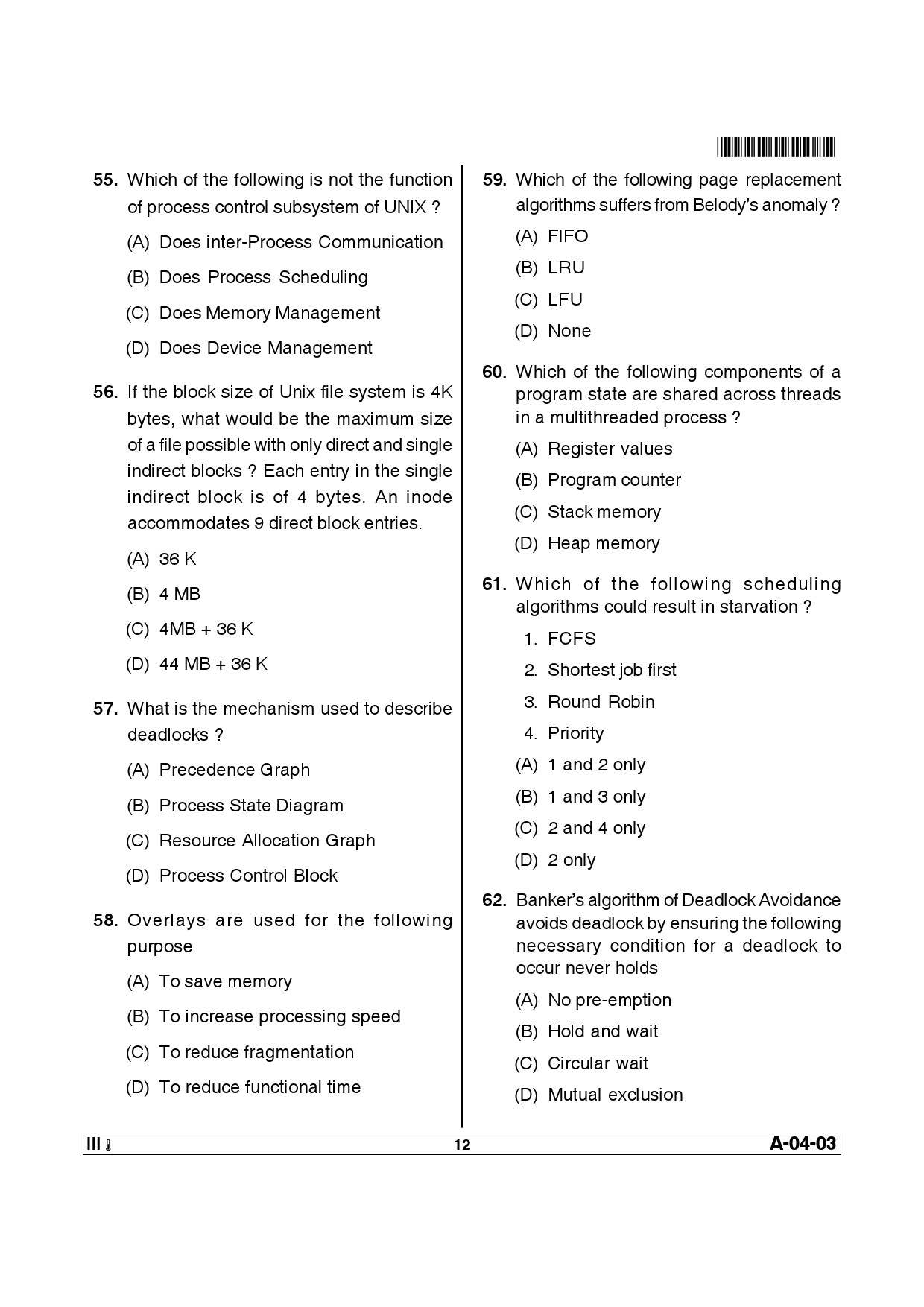 Telangana SET Computer Science and Application 2014 Question Paper III 11