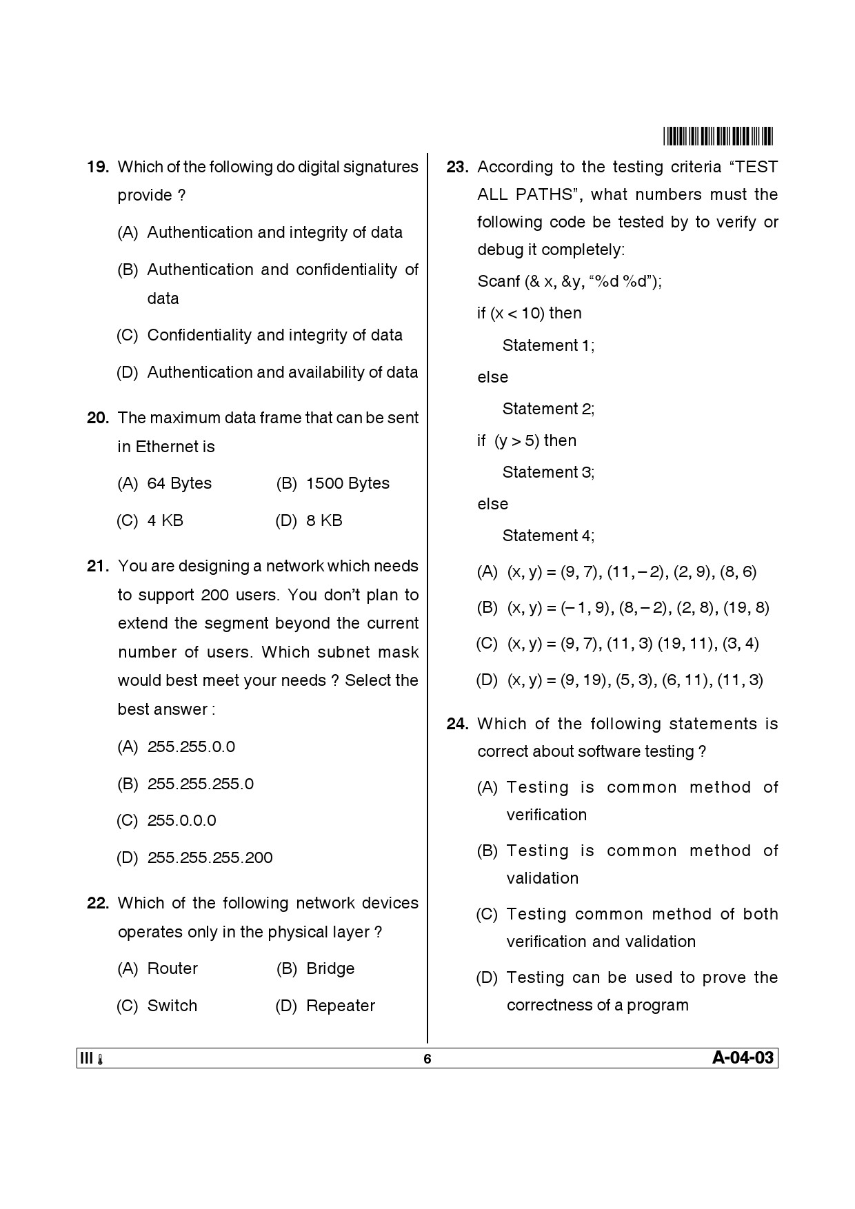 Telangana SET Computer Science and Application 2014 Question Paper III 5