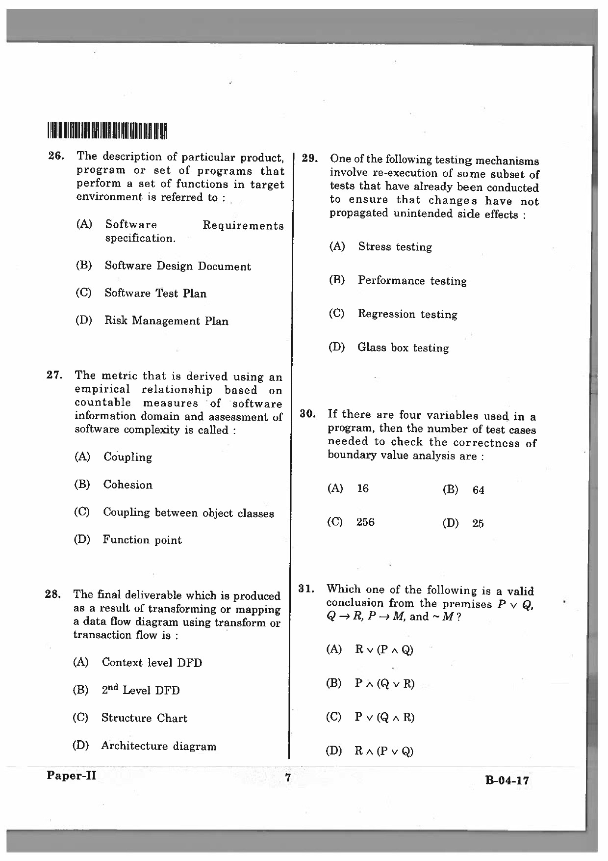 Telangana SET Computer Science and Application 2017 Question Paper II 6