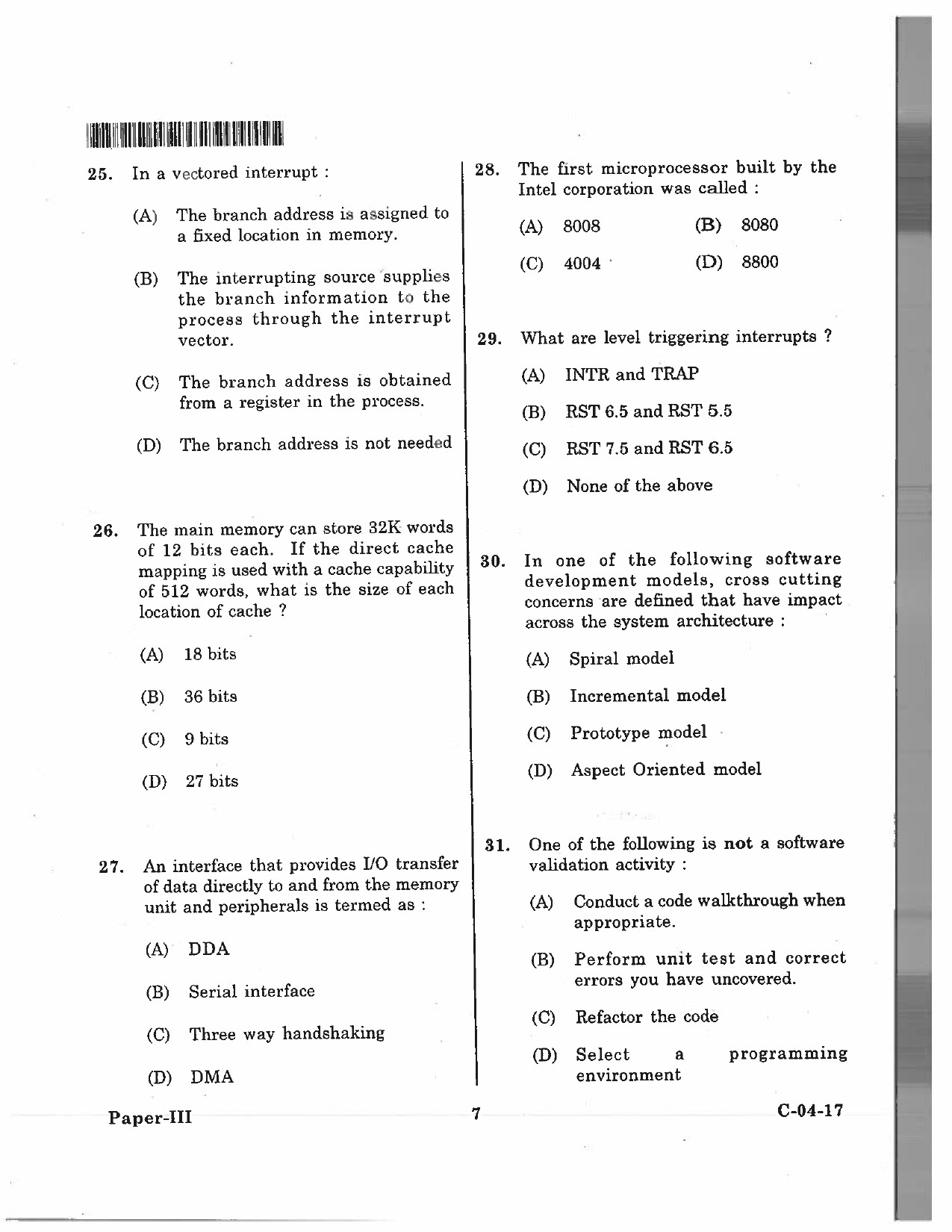 Telangana SET Computer Science and Application 2017 Question Paper III 6