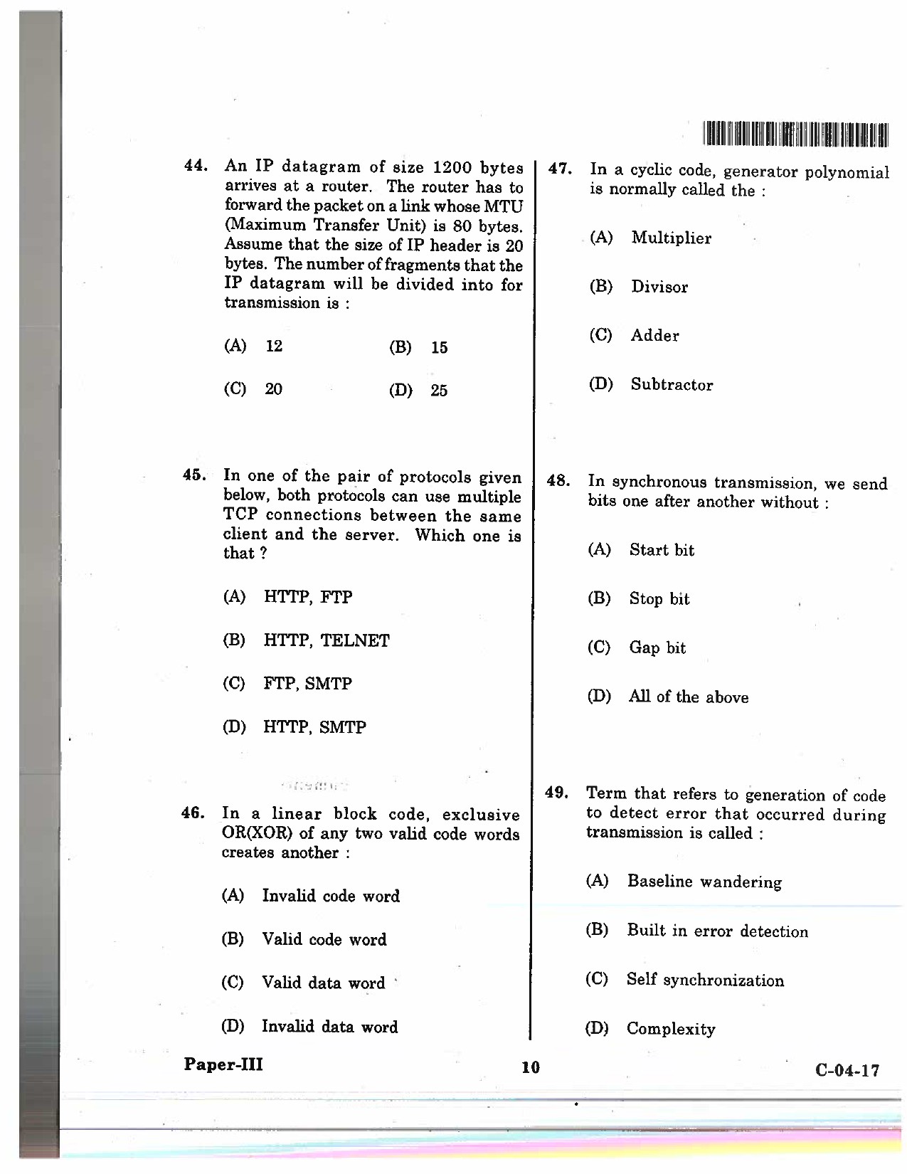 Telangana SET Computer Science and Application 2017 Question Paper III 9