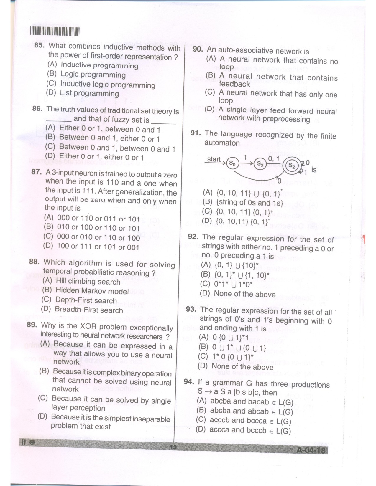 Telangana SET Computer Science and Application 2018 Question Paper II 12