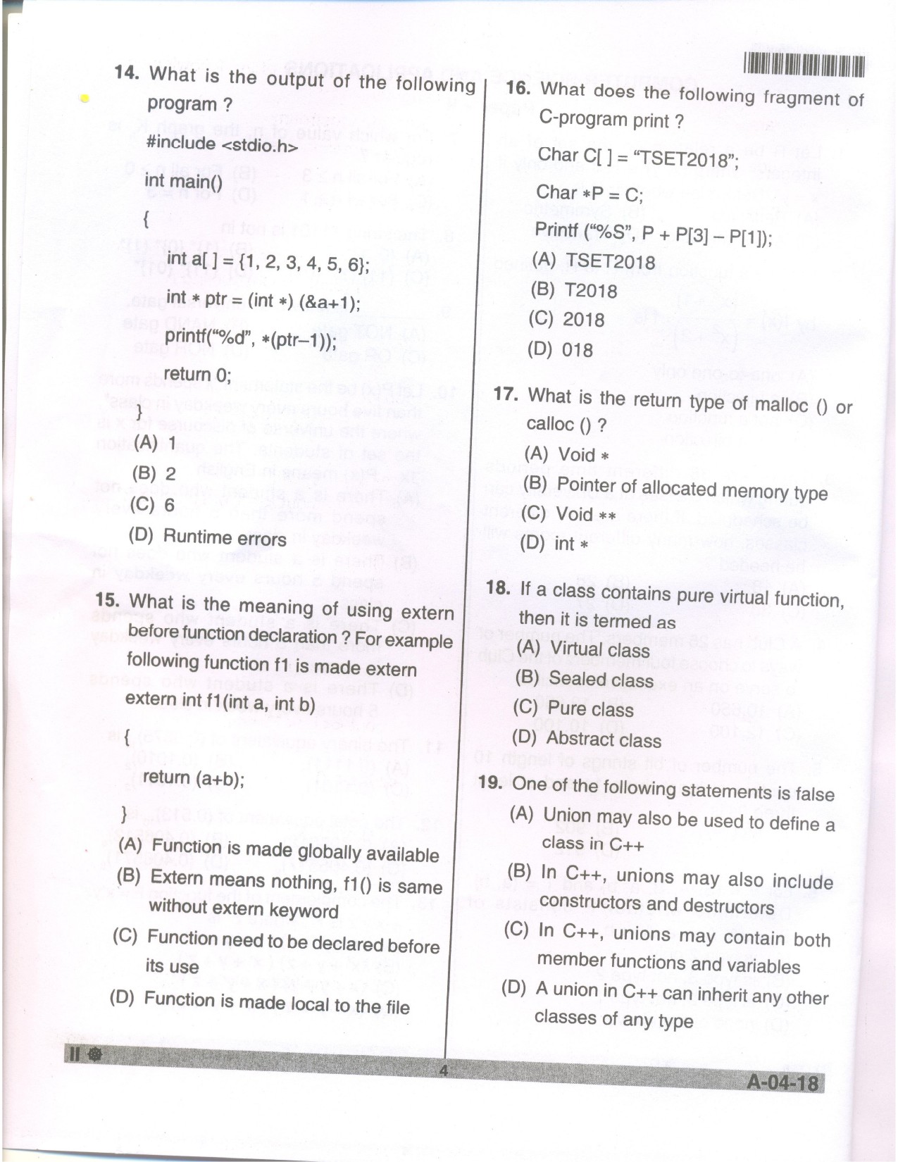 Telangana SET Computer Science and Application 2018 Question Paper II 3