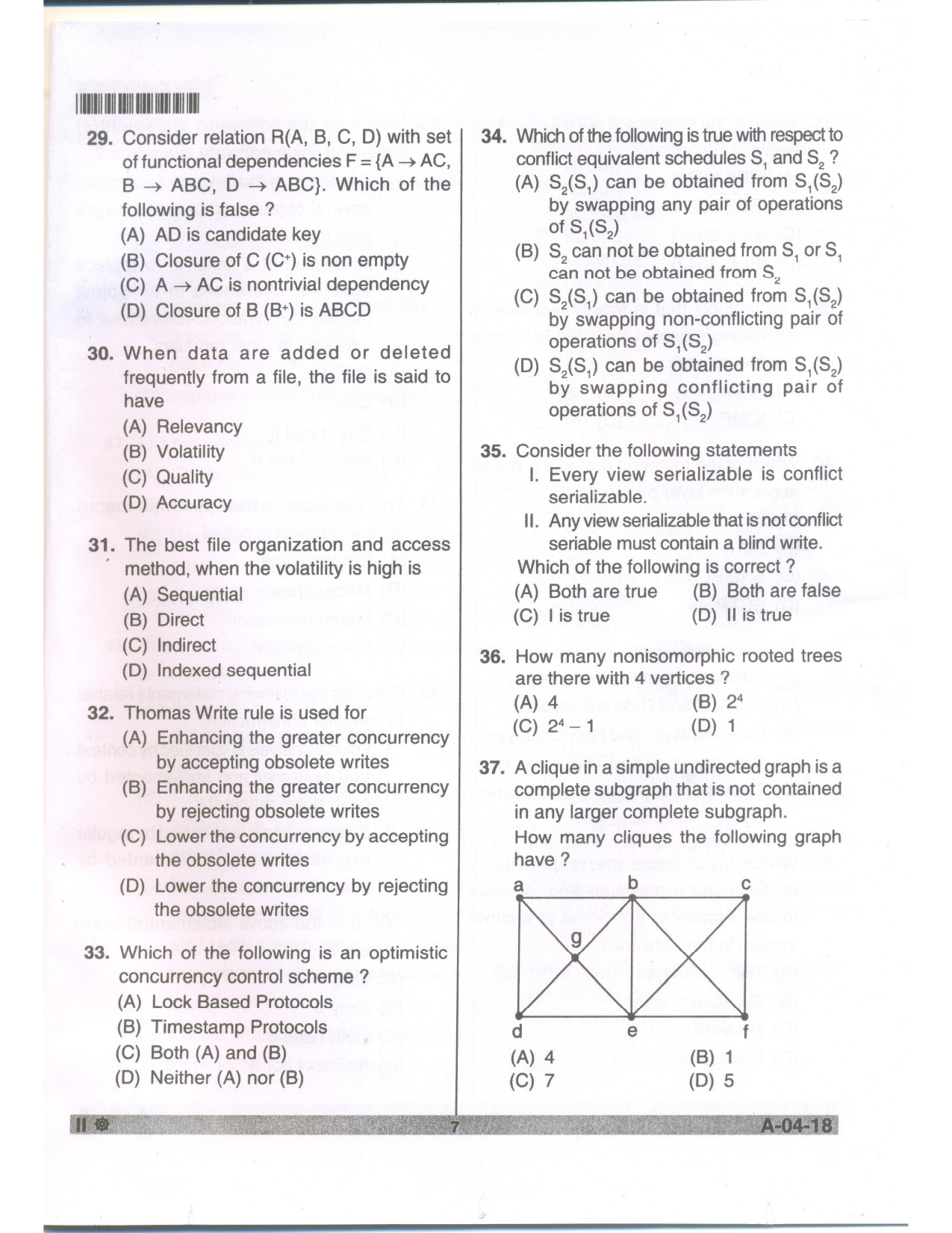 Telangana SET Computer Science and Application 2018 Question Paper II 6