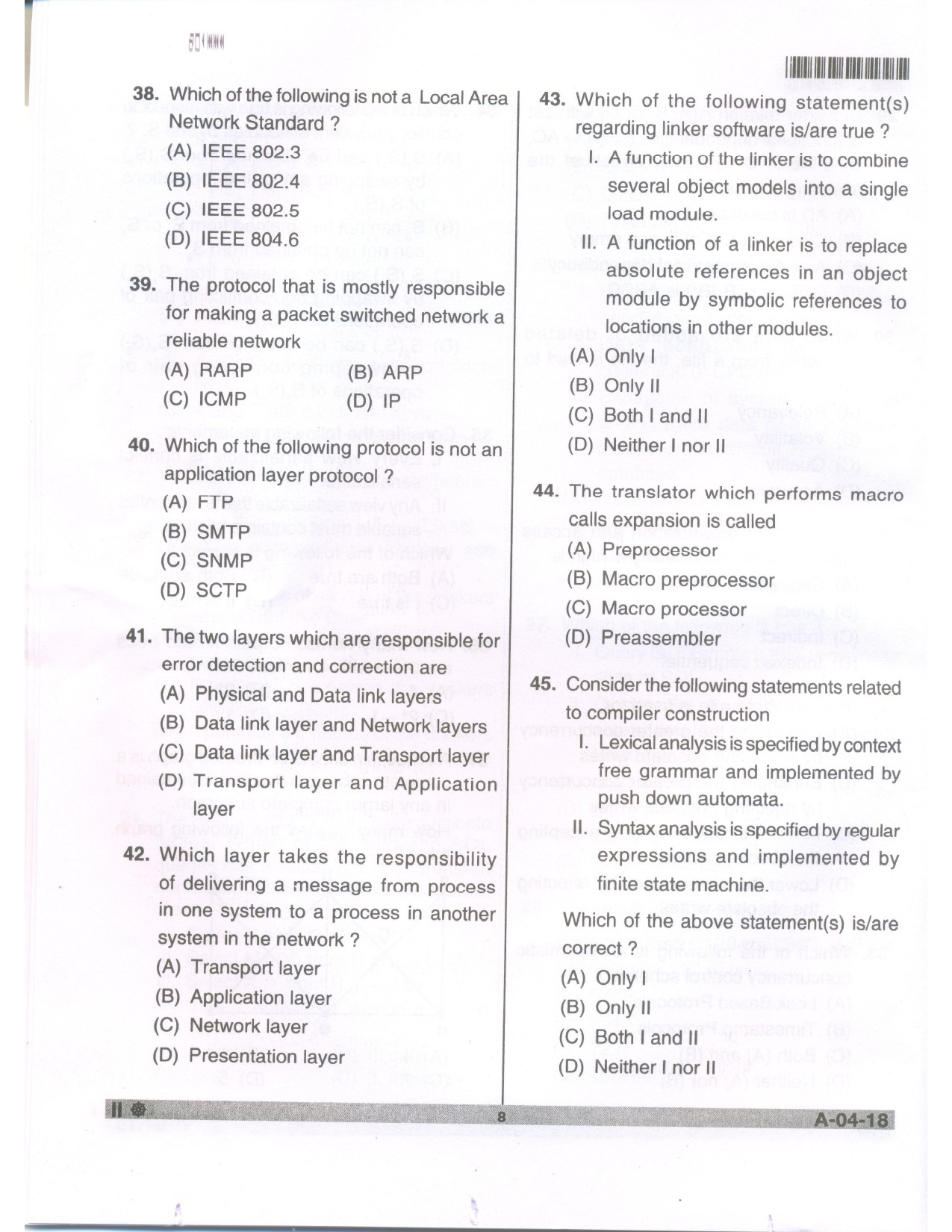 Telangana SET Computer Science and Application 2018 Question Paper II 7