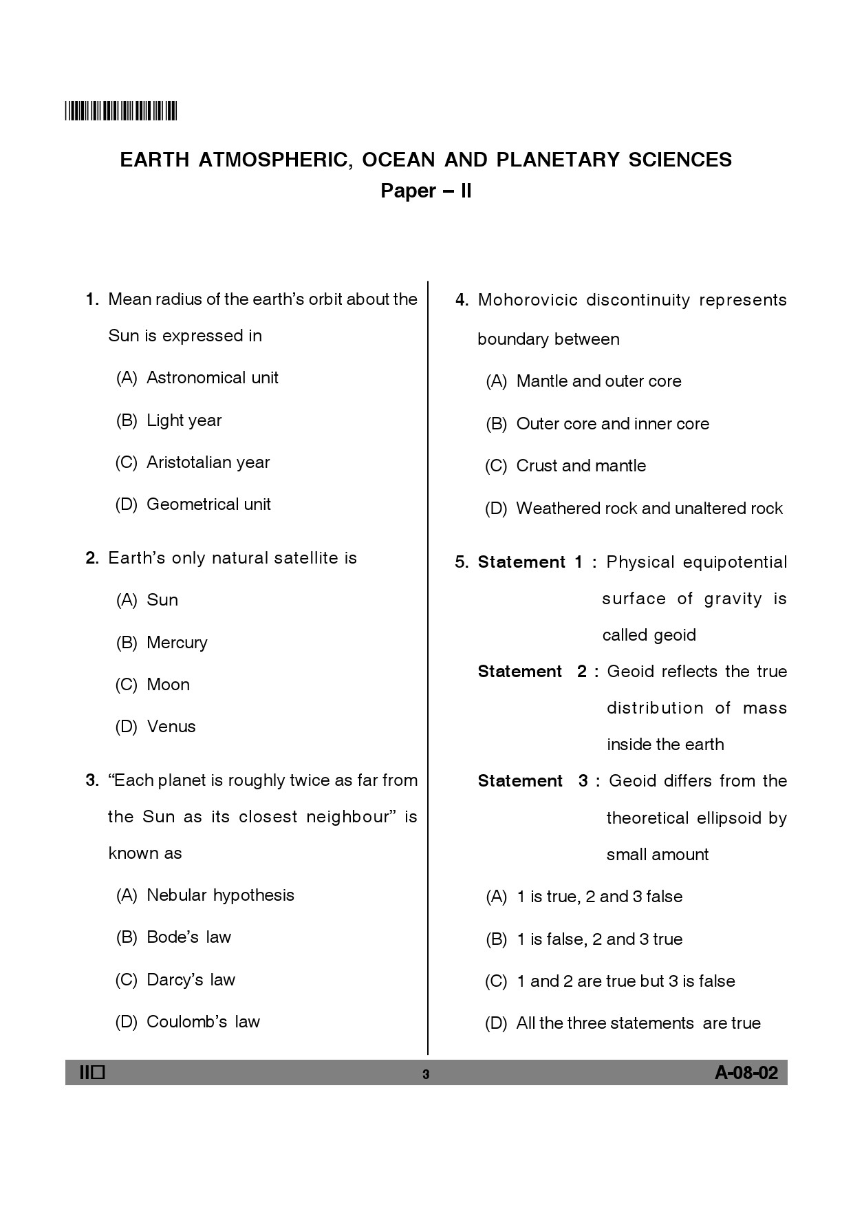 Telangana SET Earth Science 2012 Question Paper II 2