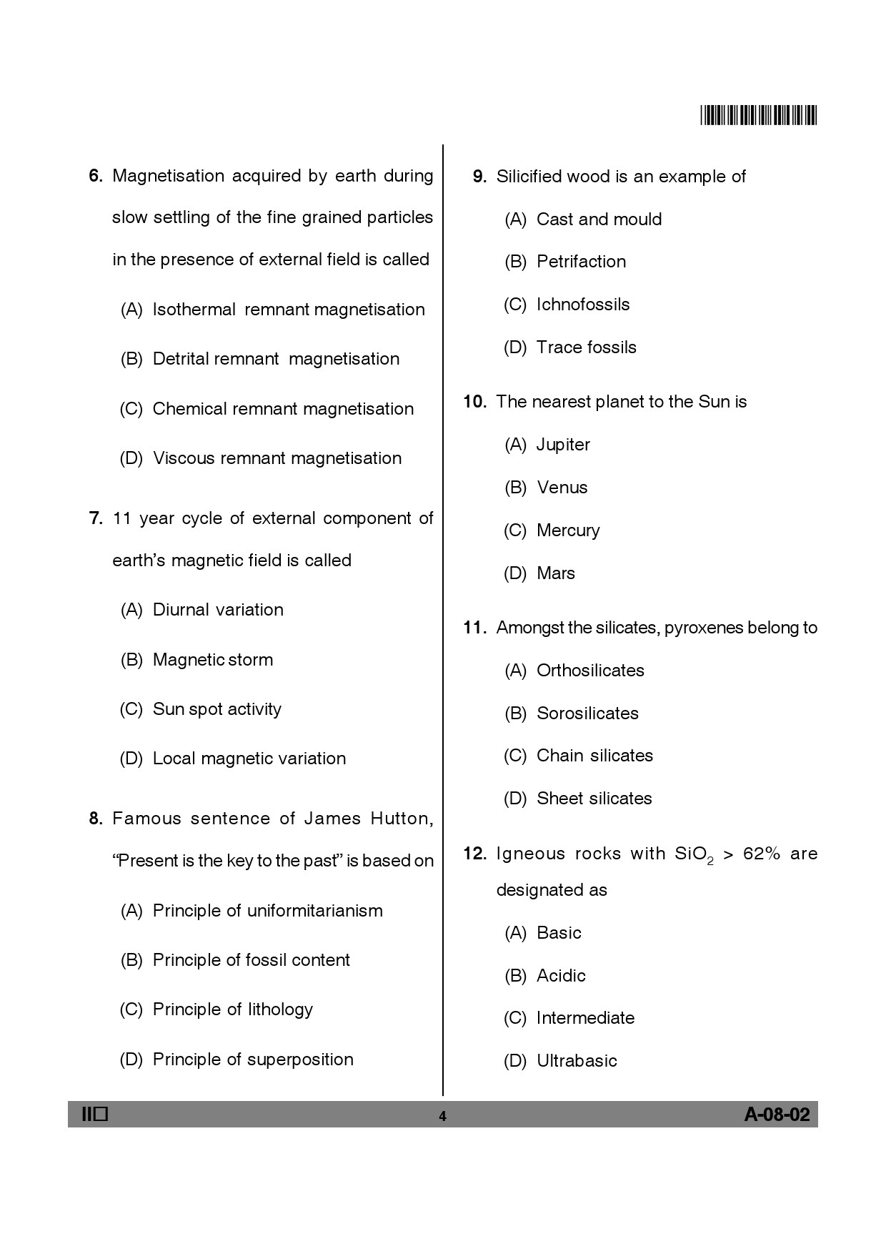 Telangana SET Earth Science 2012 Question Paper II 3