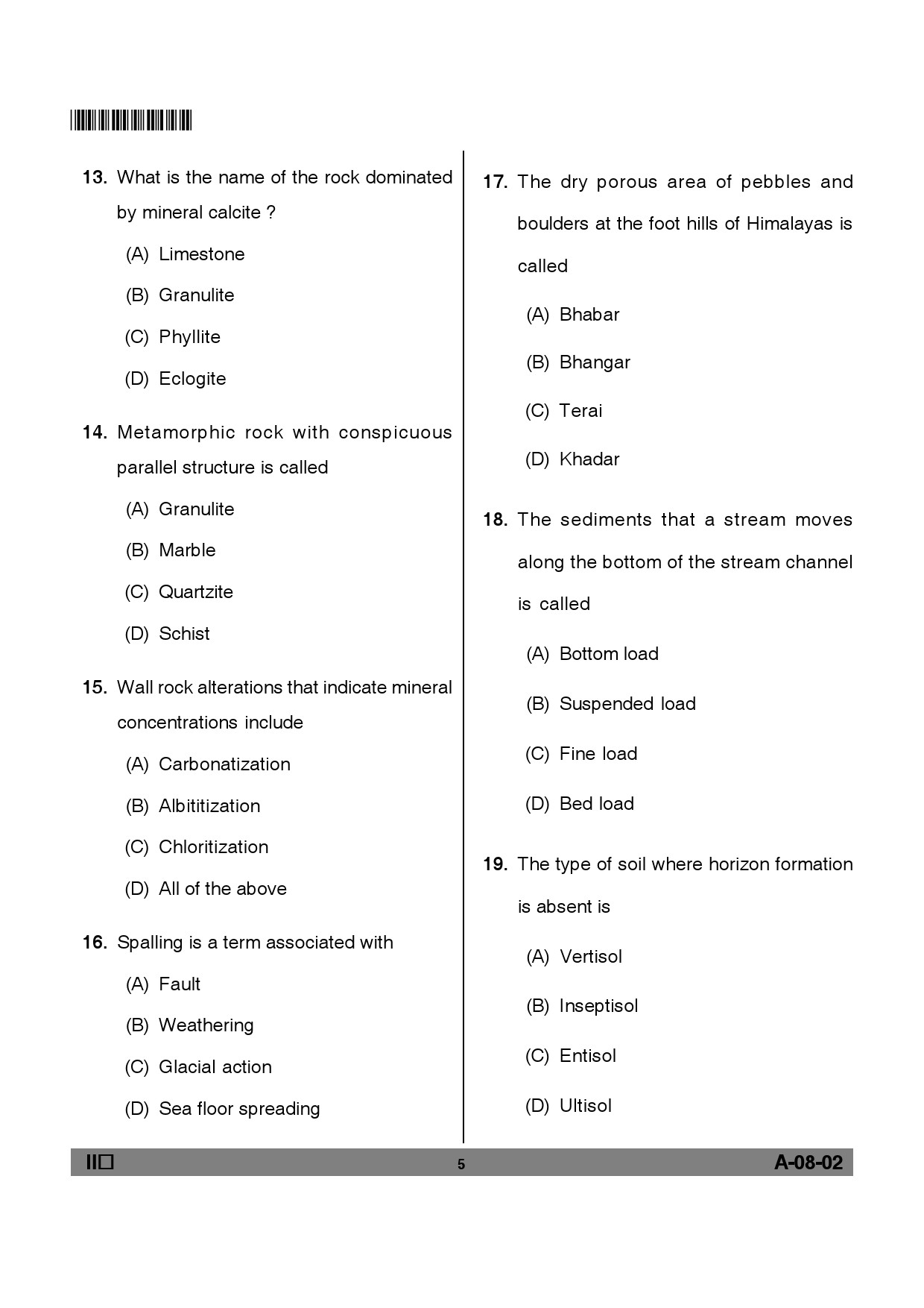 Telangana SET Earth Science 2012 Question Paper II 4