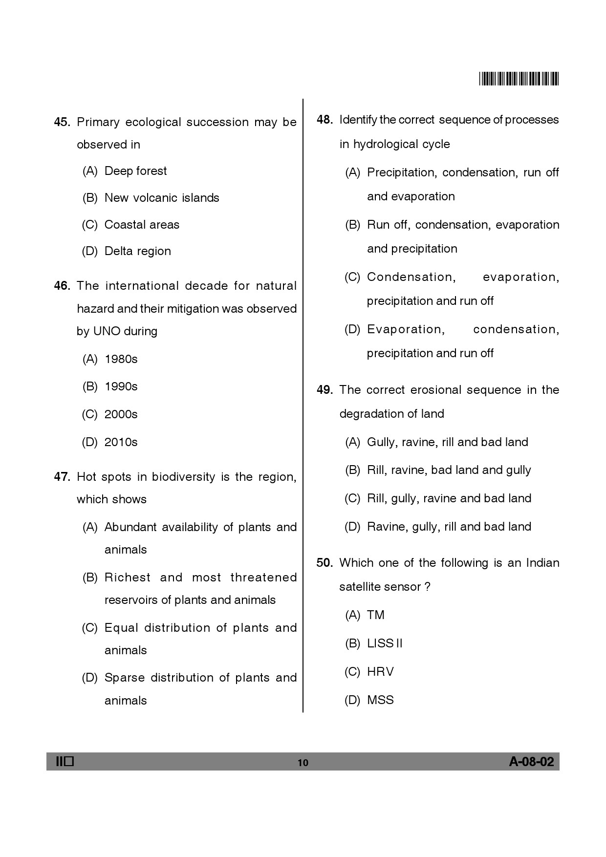 Telangana SET Earth Science 2012 Question Paper II 9