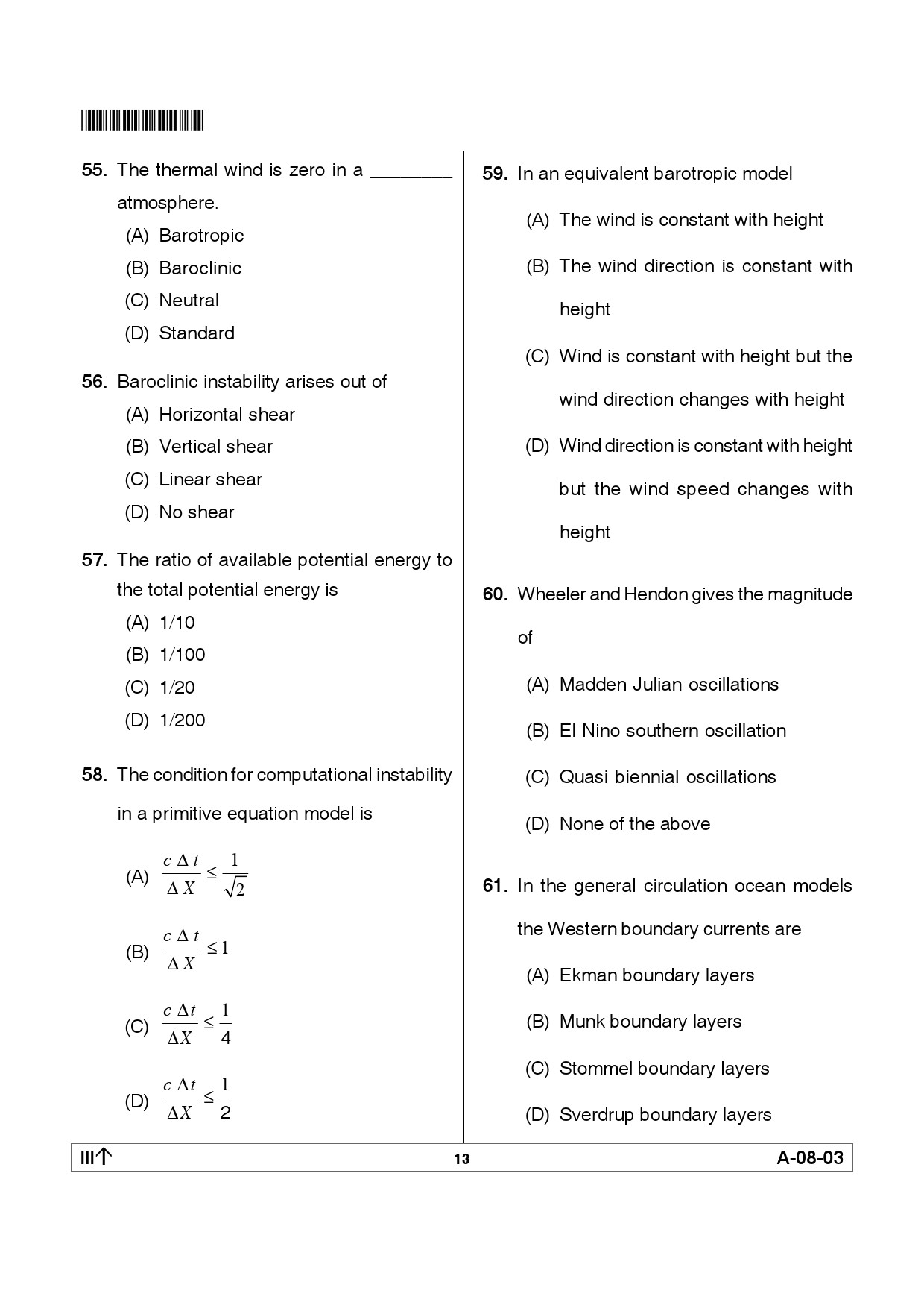 Telangana SET Earth Science 2012 Question Paper III 12