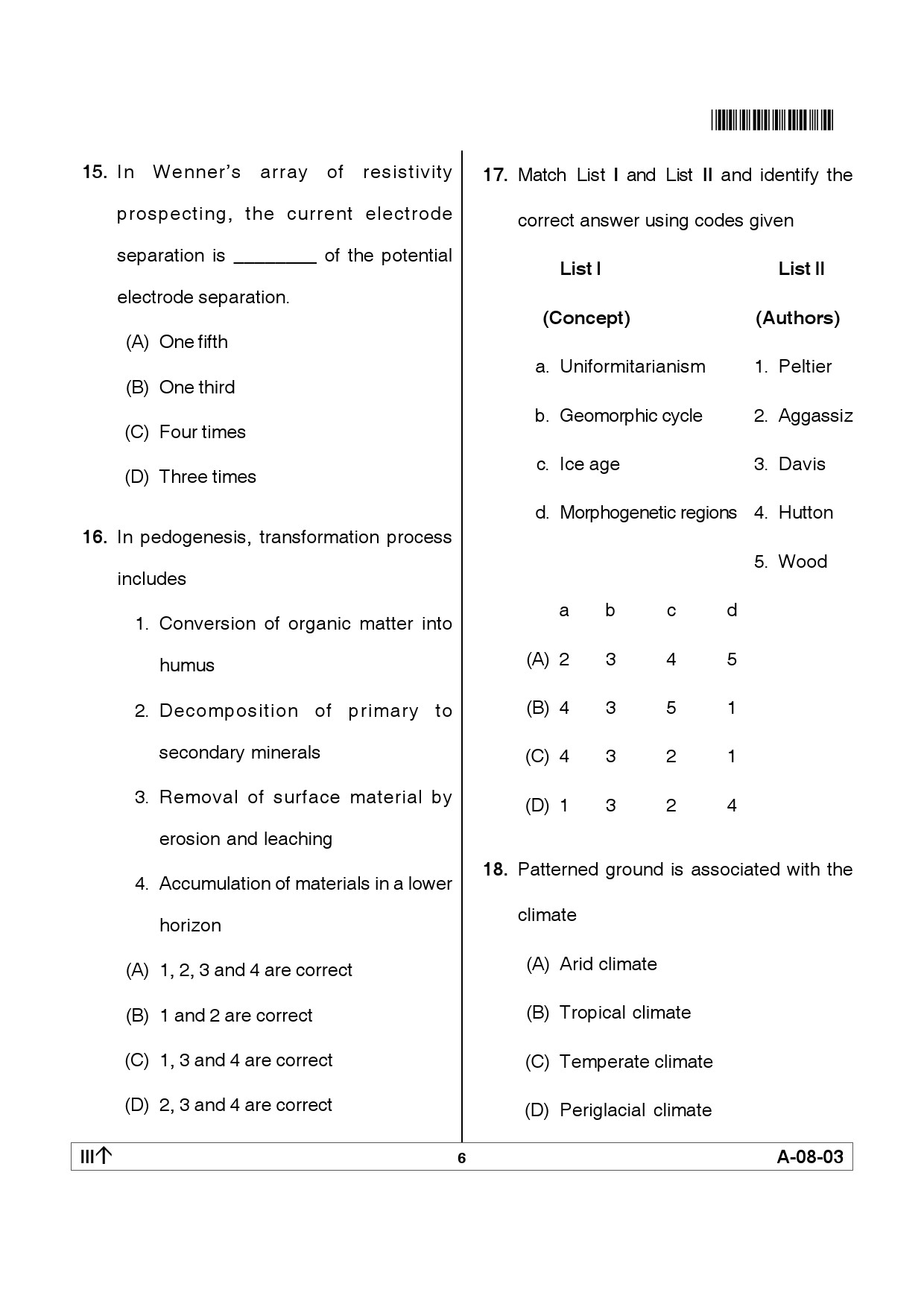 Telangana SET Earth Science 2012 Question Paper III 5