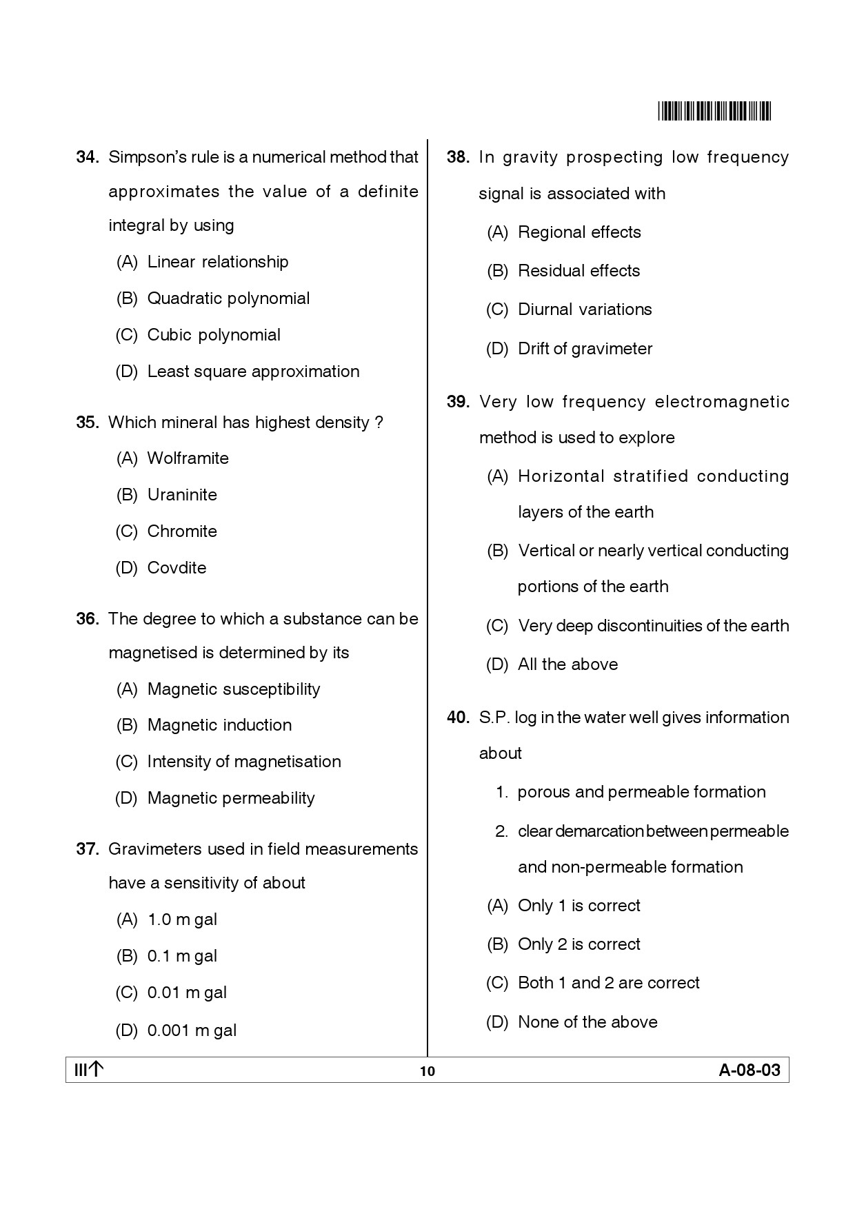 Telangana SET Earth Science 2012 Question Paper III 9