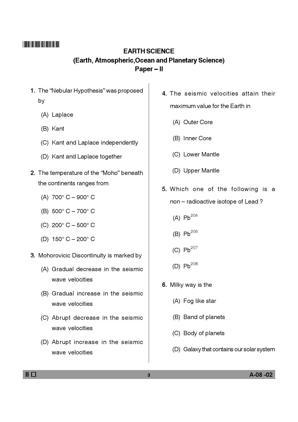 Telangana SET Earth Science 2013 Question Paper II 2