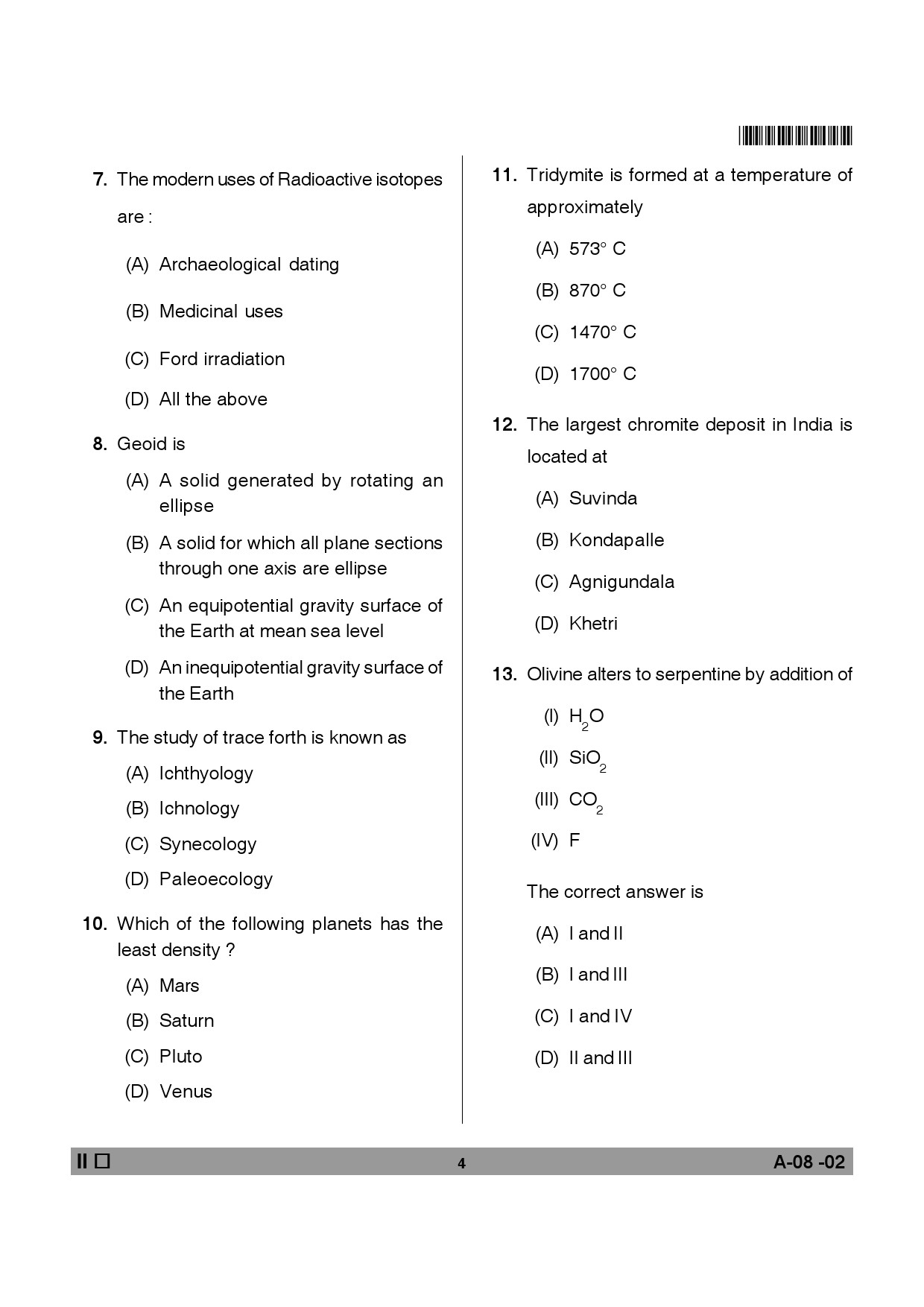 Telangana SET Earth Science 2013 Question Paper II 3