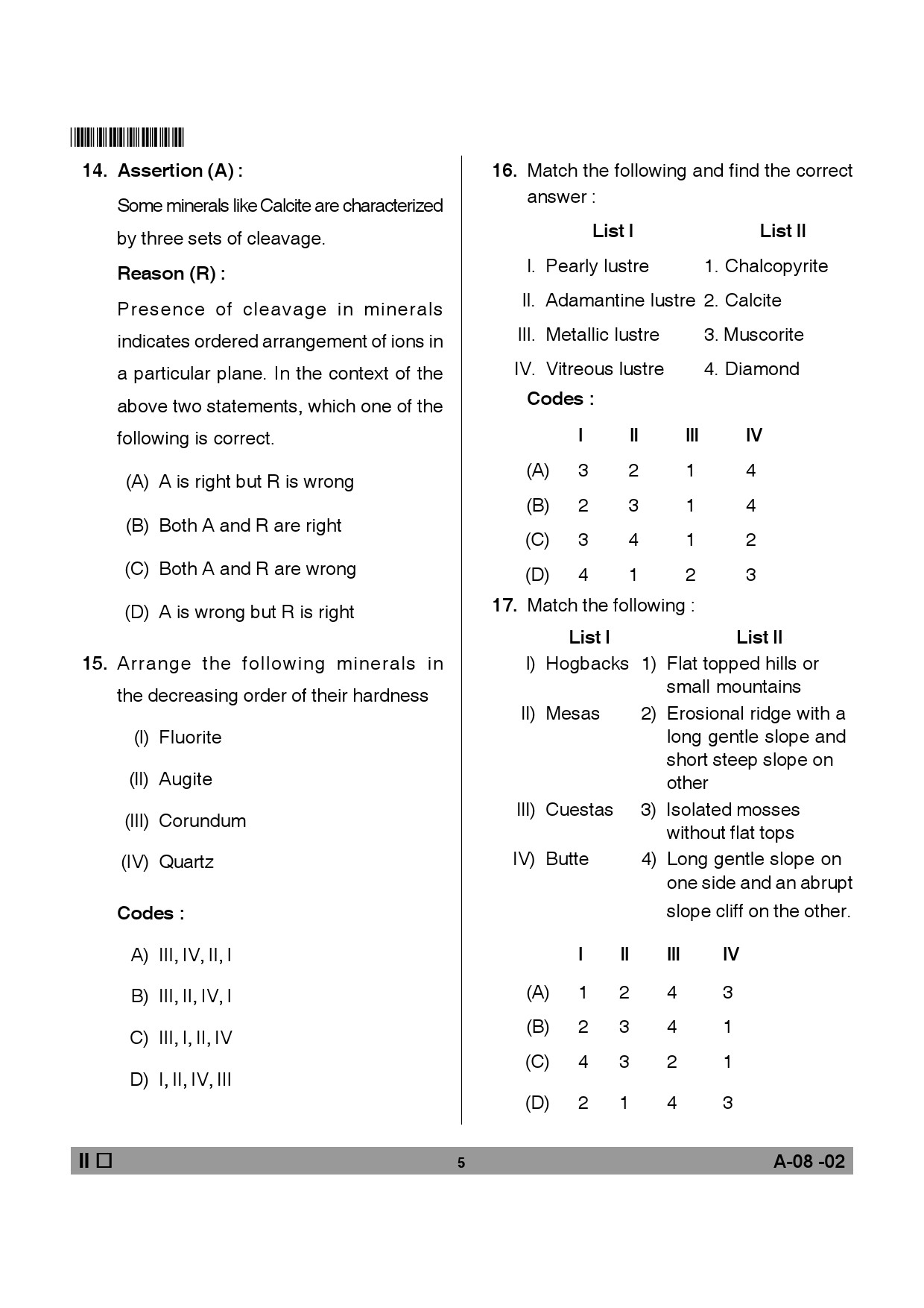 Telangana SET Earth Science 2013 Question Paper II 4