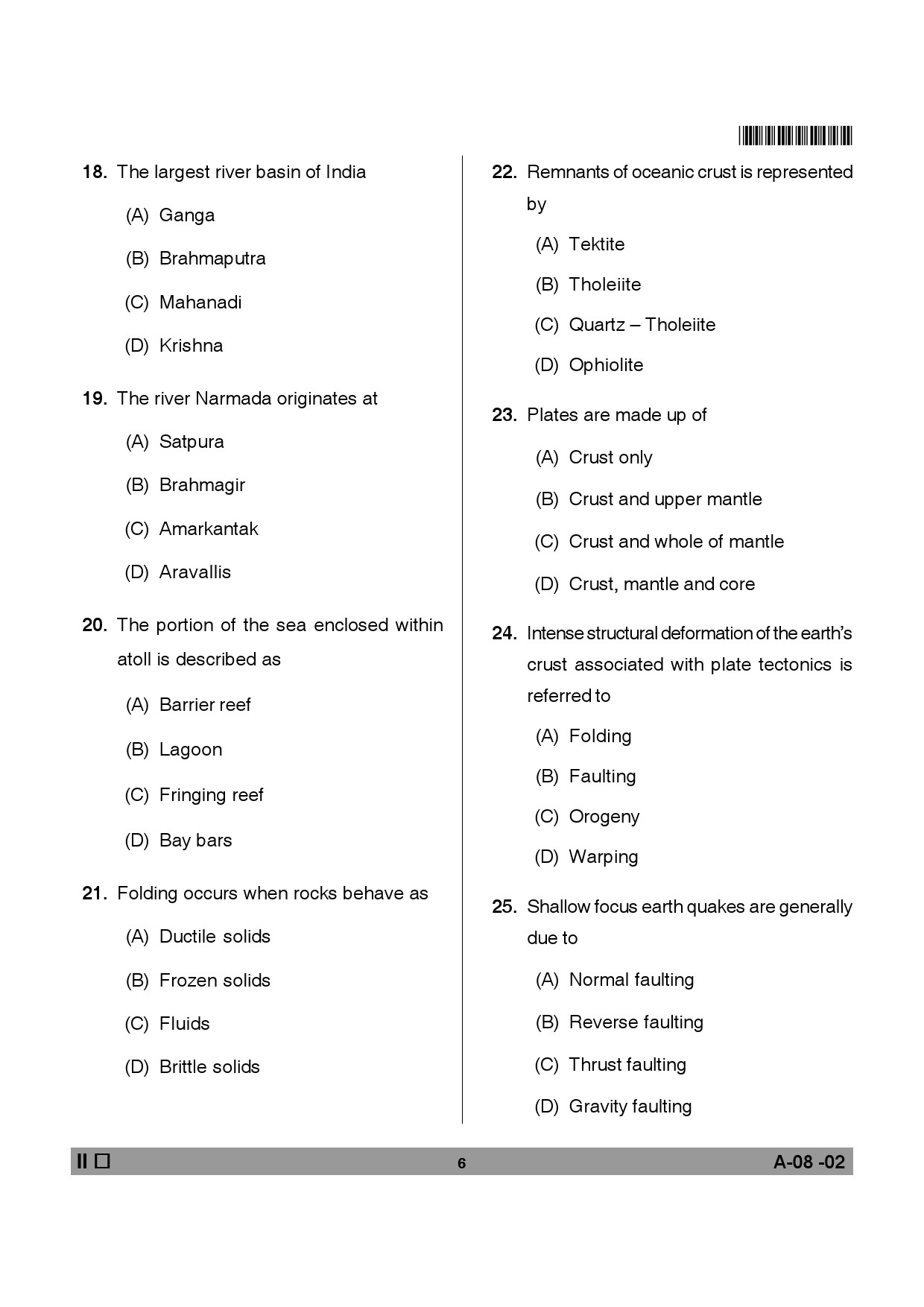 Telangana SET Earth Science 2013 Question Paper II 5