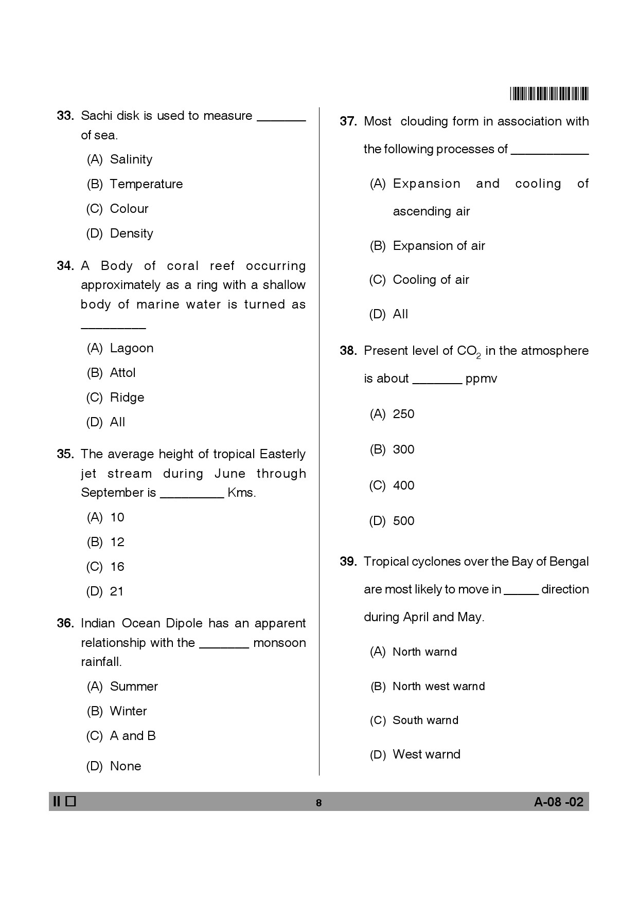 Telangana SET Earth Science 2013 Question Paper II 7