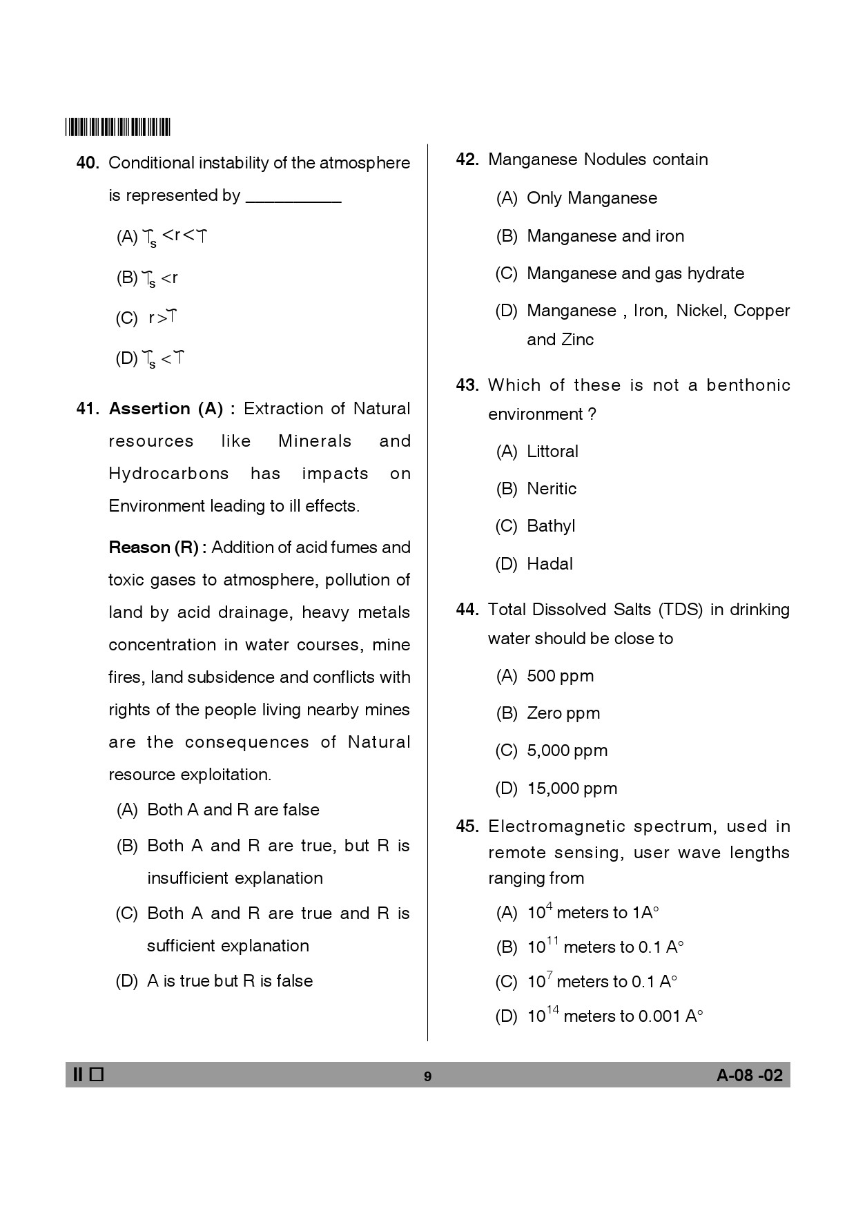 Telangana SET Earth Science 2013 Question Paper II 8