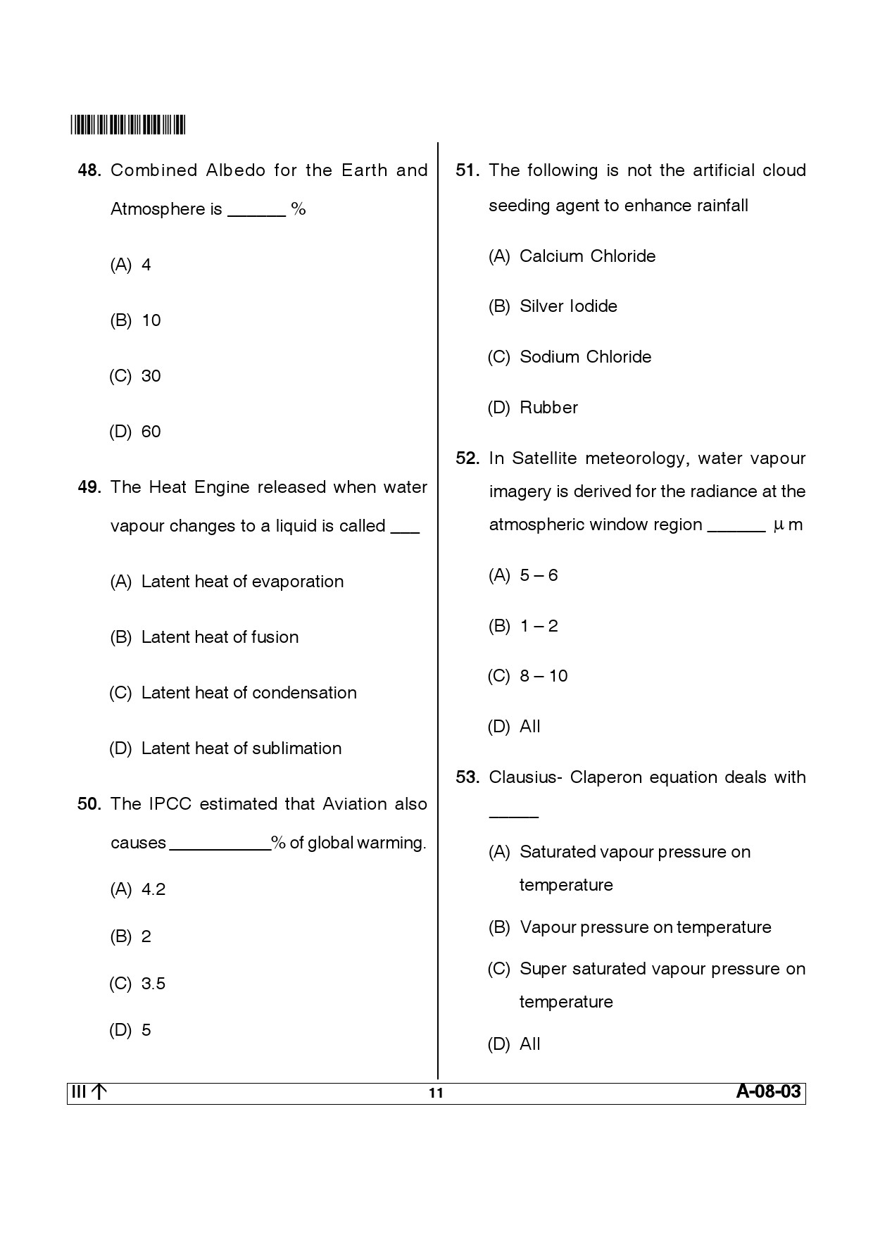 Telangana SET Earth Science 2013 Question Paper III 10