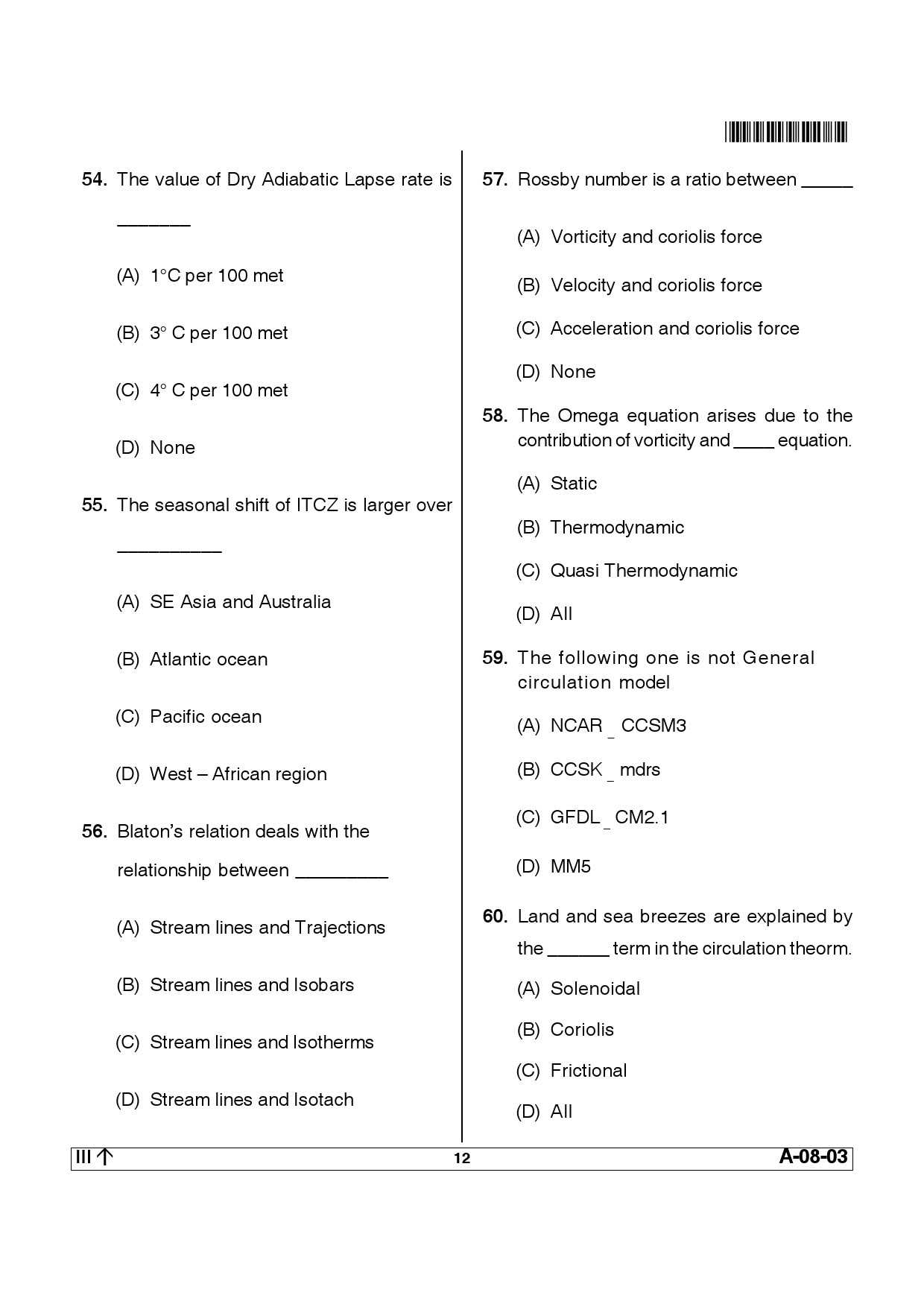 Telangana SET Earth Science 2013 Question Paper III 11