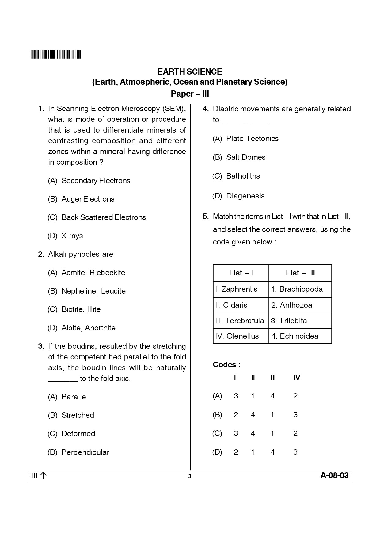 Telangana SET Earth Science 2013 Question Paper III 2