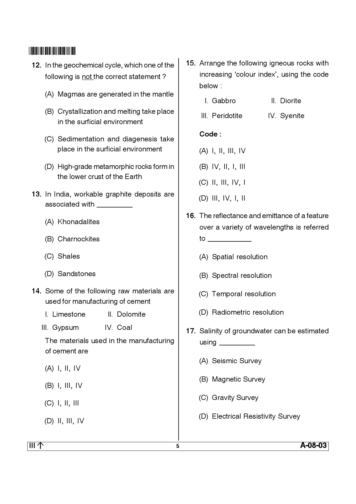 Telangana SET Earth Science 2013 Question Paper III 4