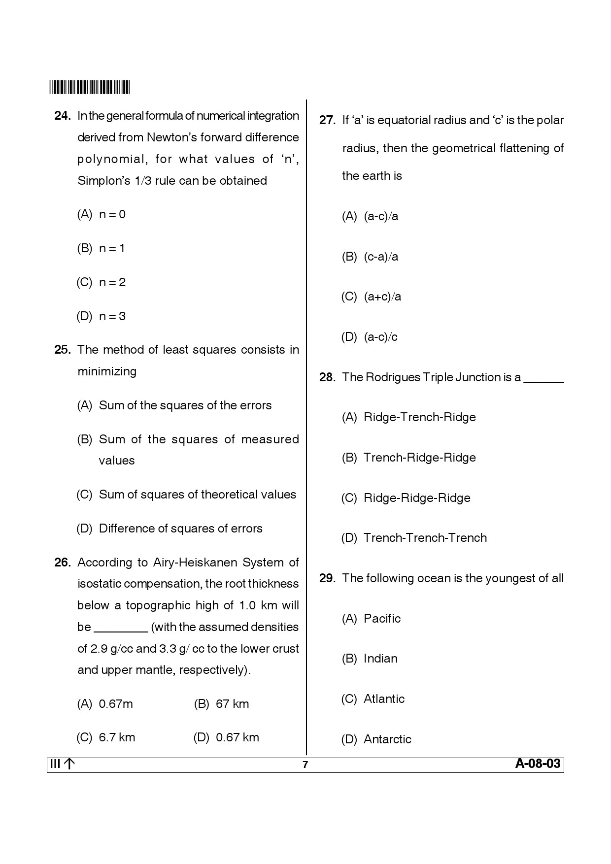 Telangana SET Earth Science 2013 Question Paper III 6