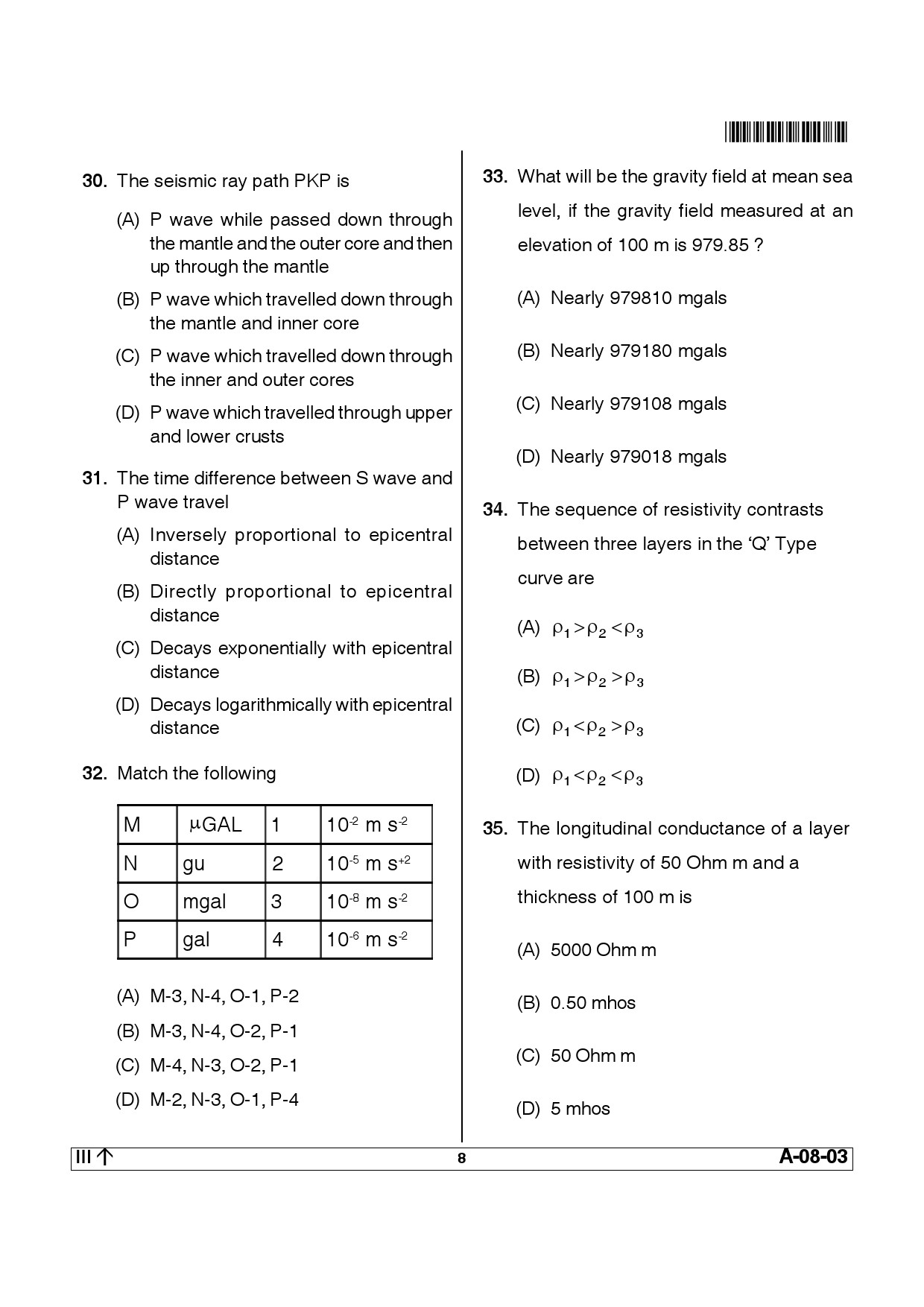 Telangana SET Earth Science 2013 Question Paper III 7