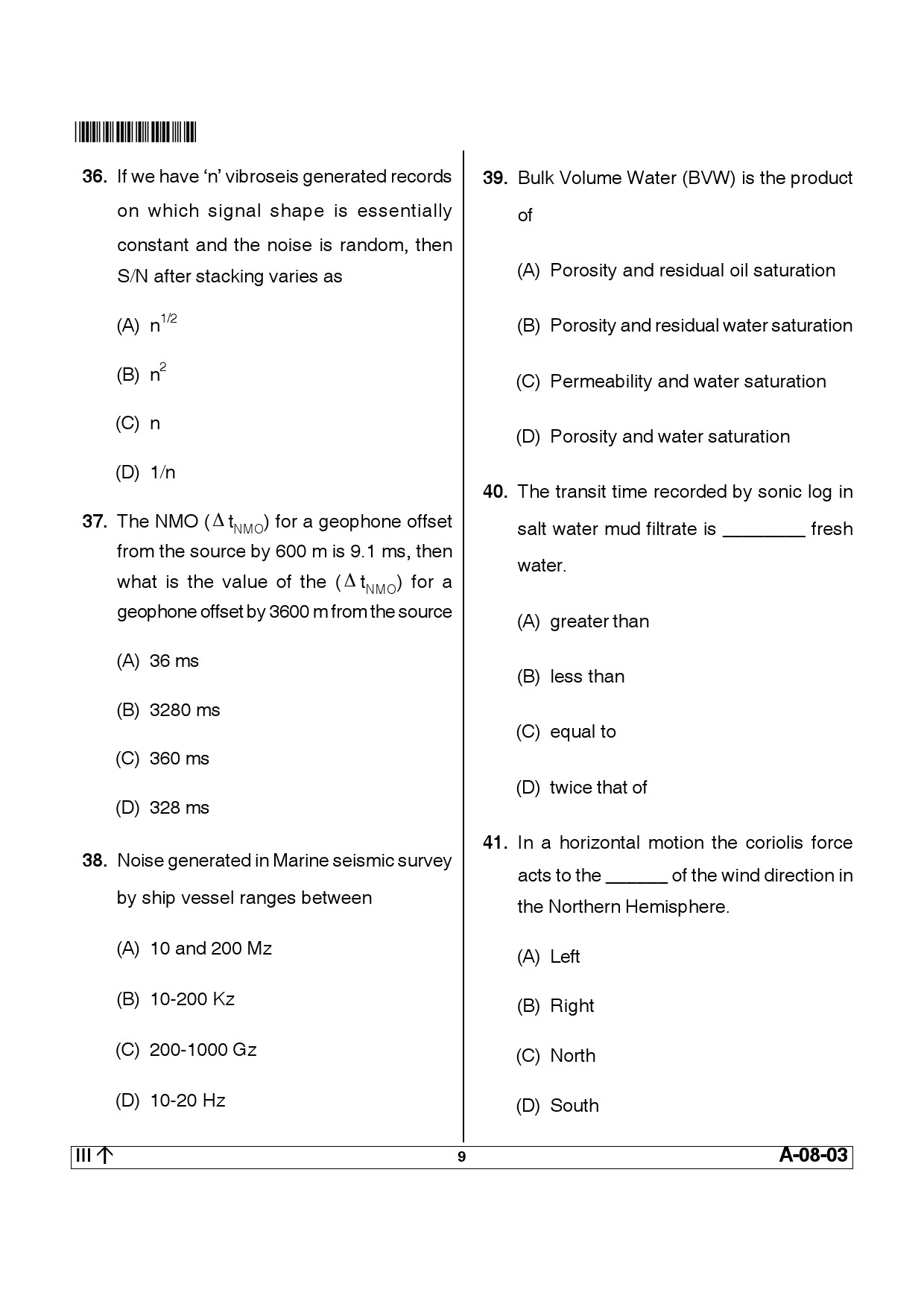 Telangana SET Earth Science 2013 Question Paper III 8