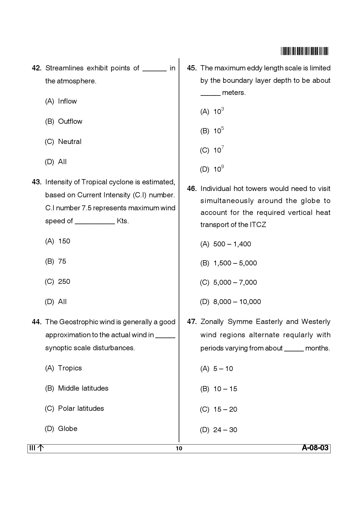 Telangana SET Earth Science 2013 Question Paper III 9