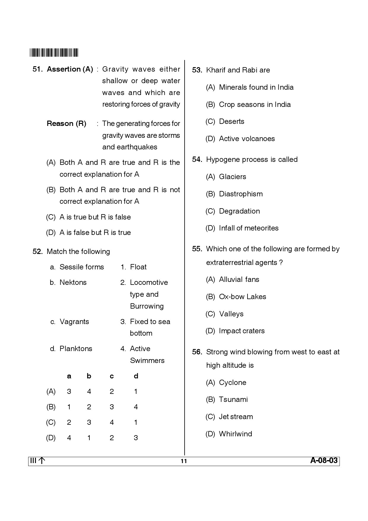 Telangana SET Earth Science 2014 Question Paper III 10