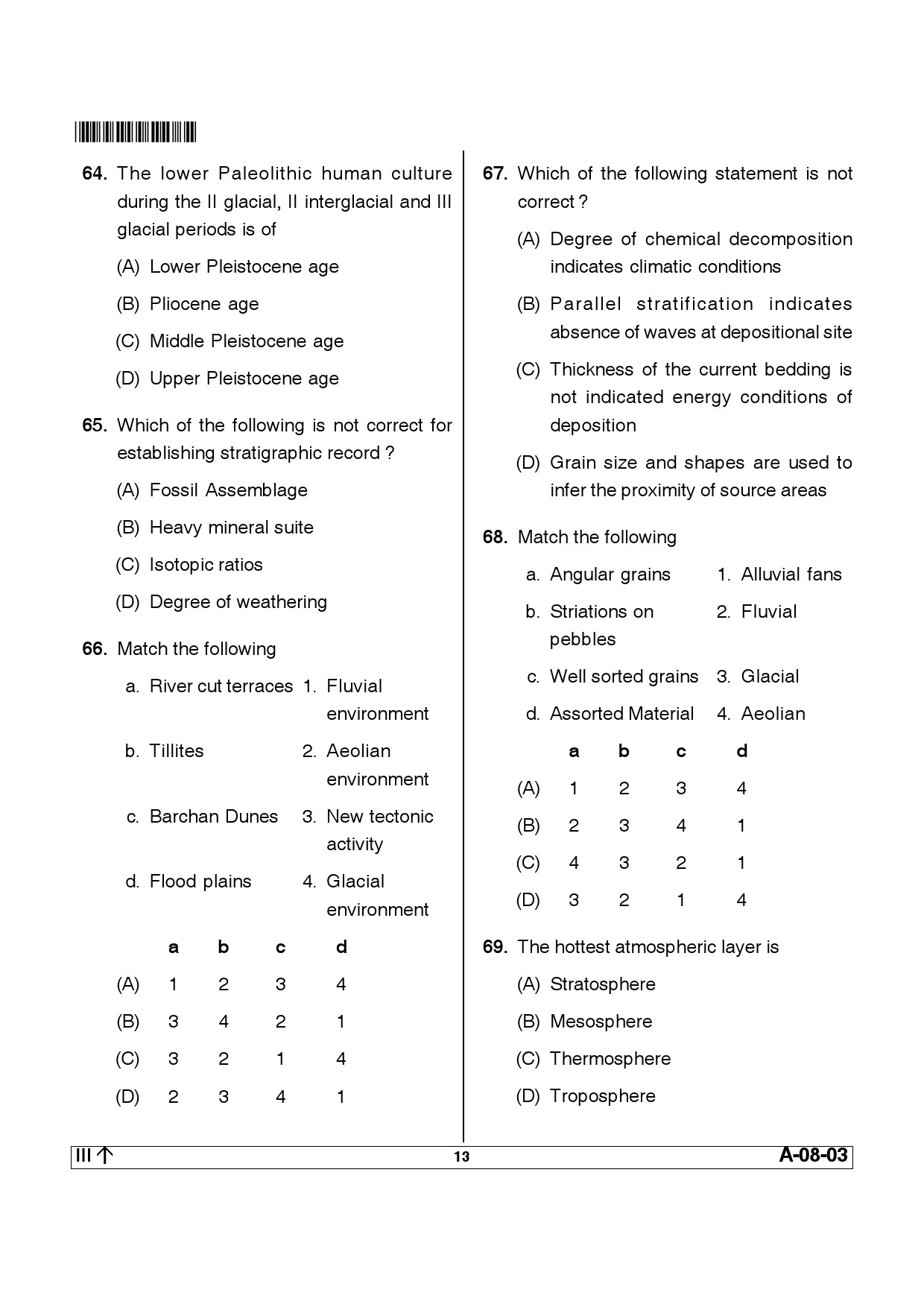 Telangana SET Earth Science 2014 Question Paper III 12