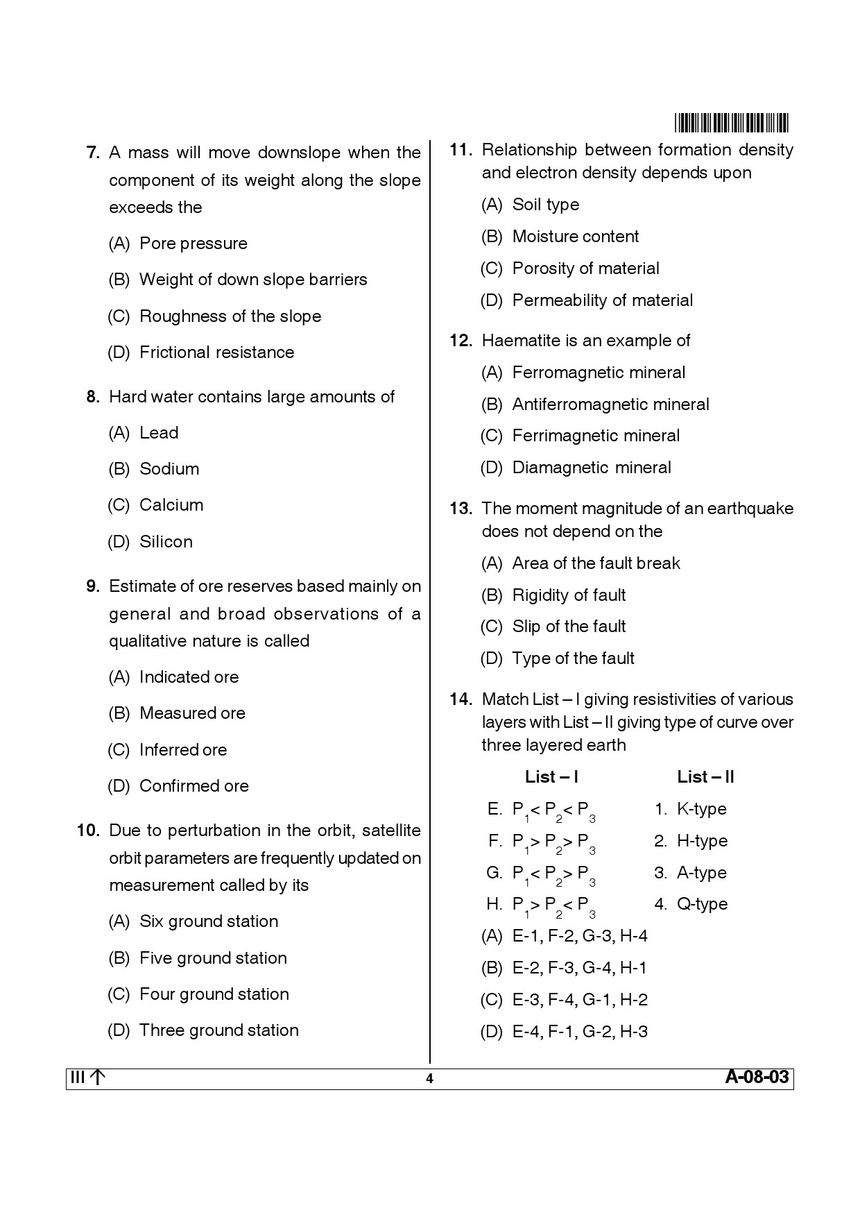 Telangana SET Earth Science 2014 Question Paper III 3