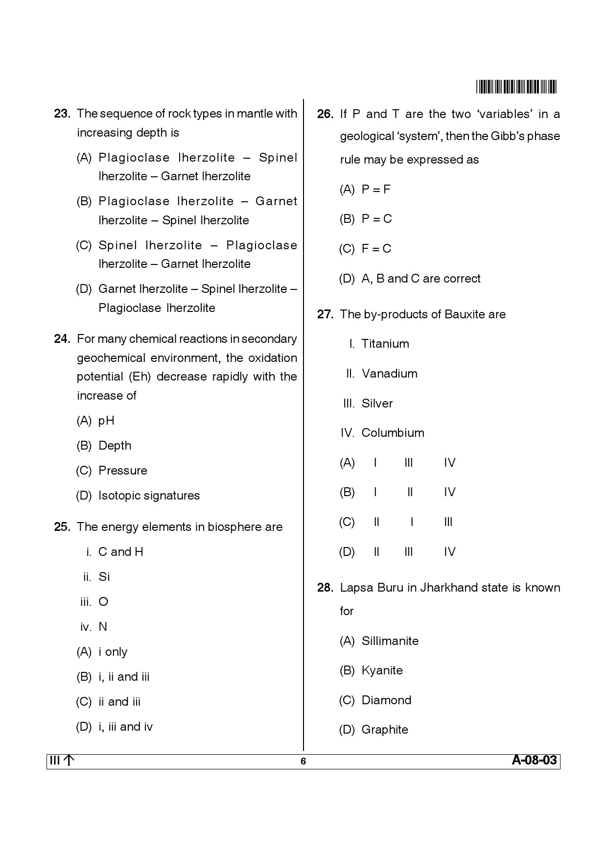 Telangana SET Earth Science 2014 Question Paper III 5