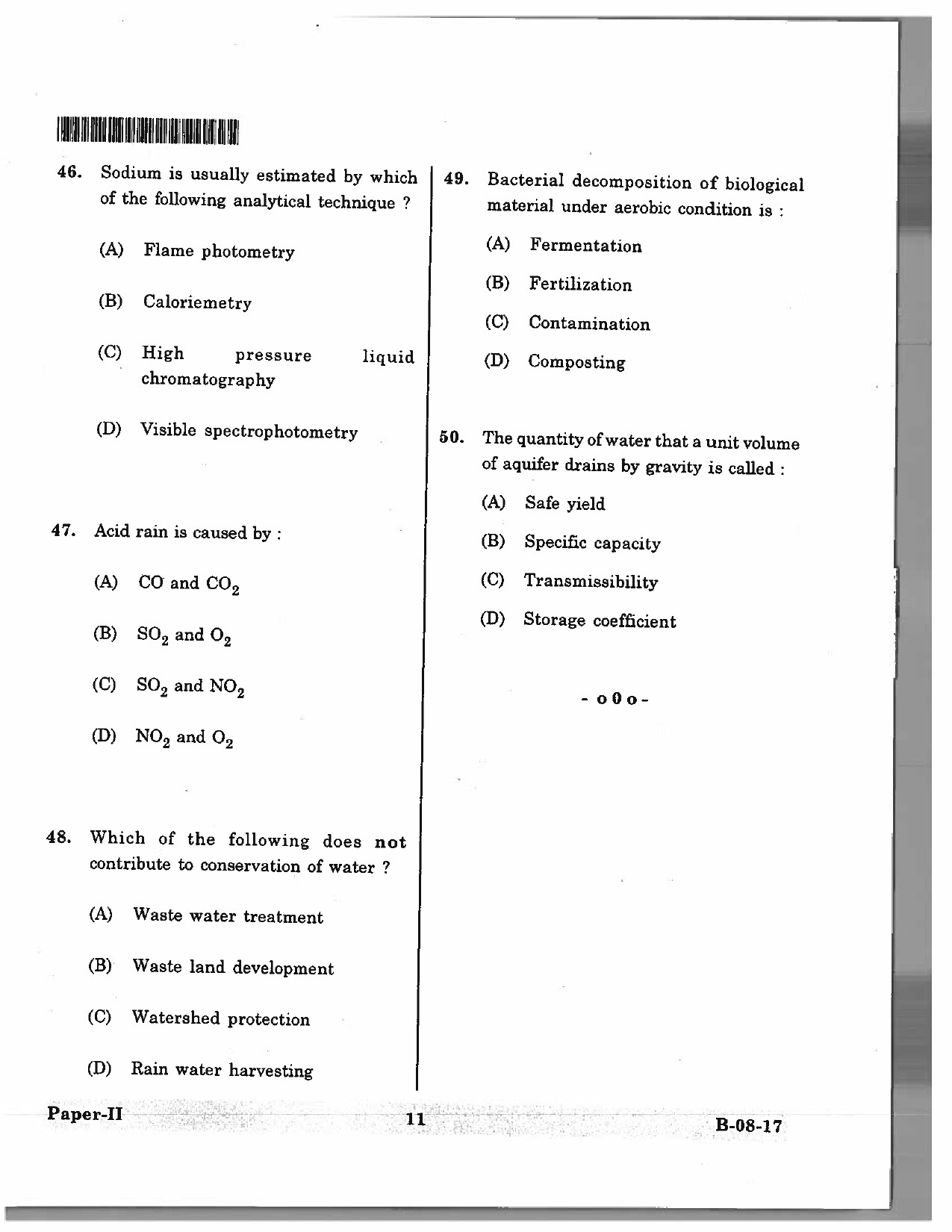 Telangana SET Earth Science 2017 Question Paper II 10