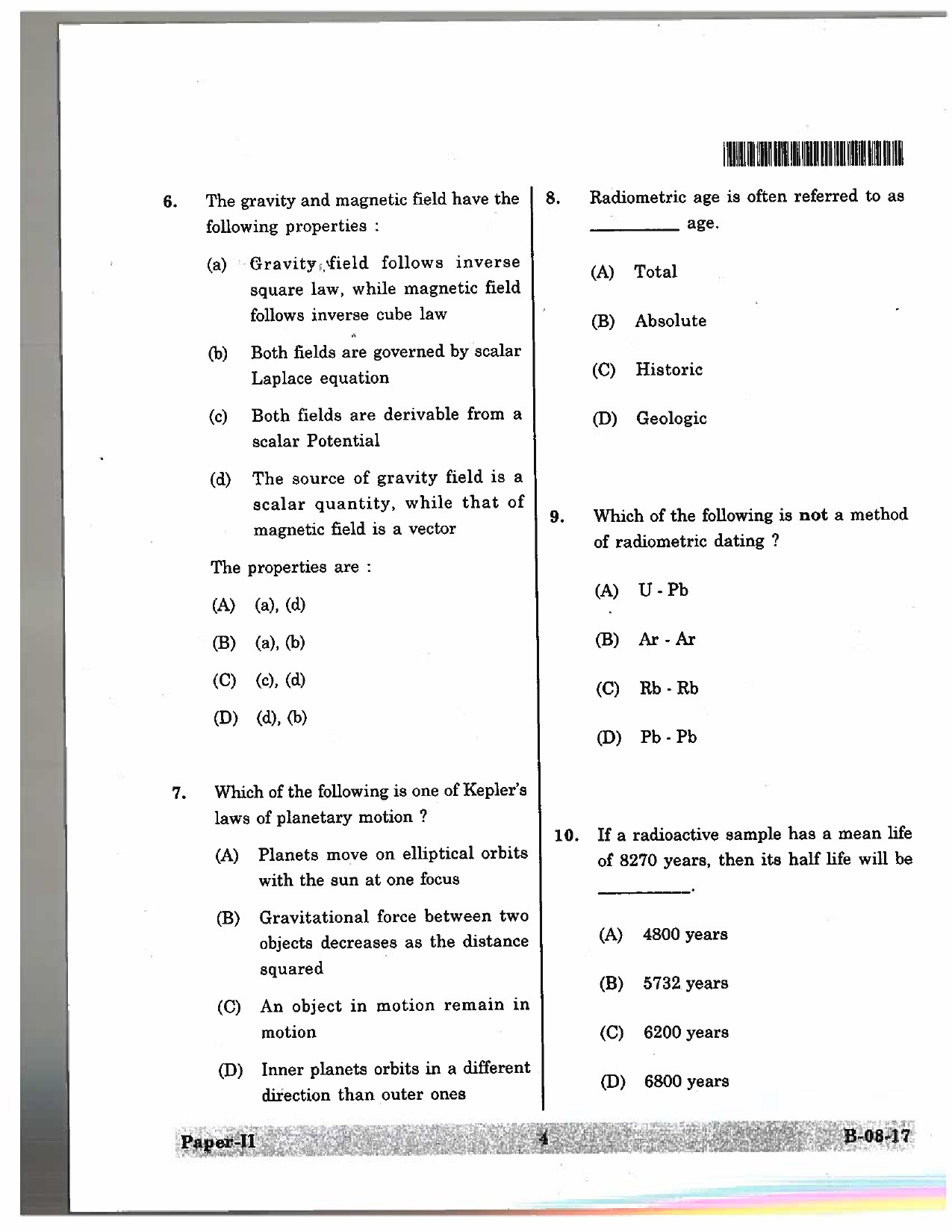 Telangana SET Earth Science 2017 Question Paper II 3