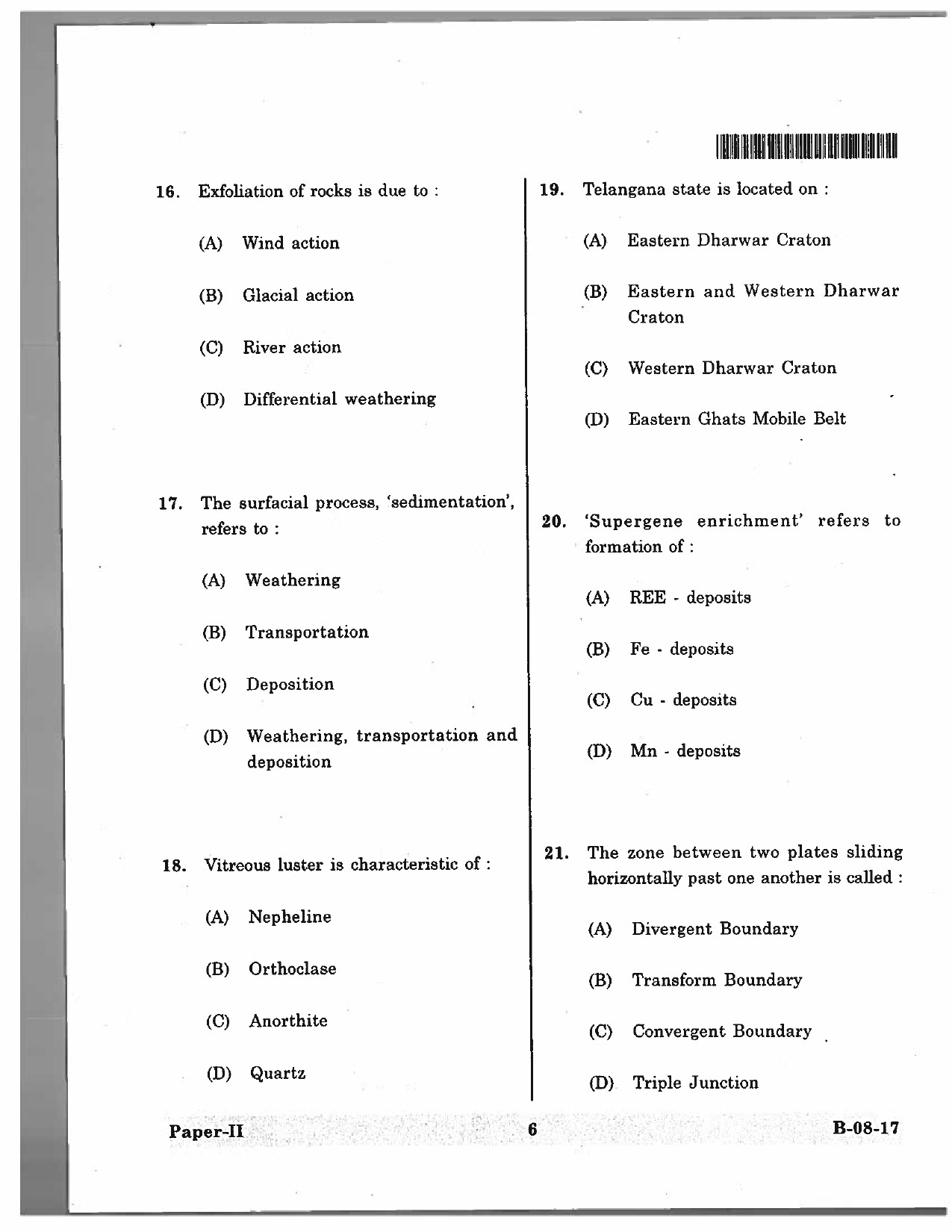 Telangana SET Earth Science 2017 Question Paper II 5