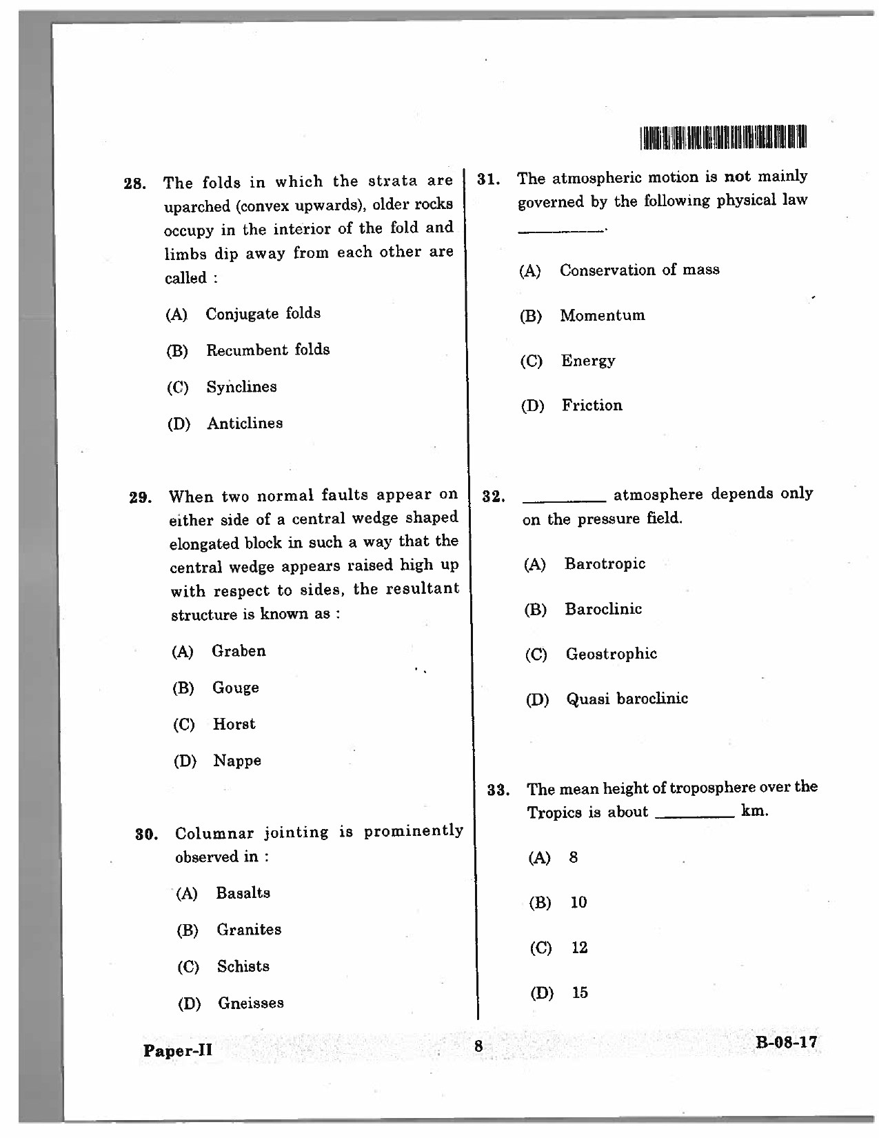 Telangana SET Earth Science 2017 Question Paper II 7