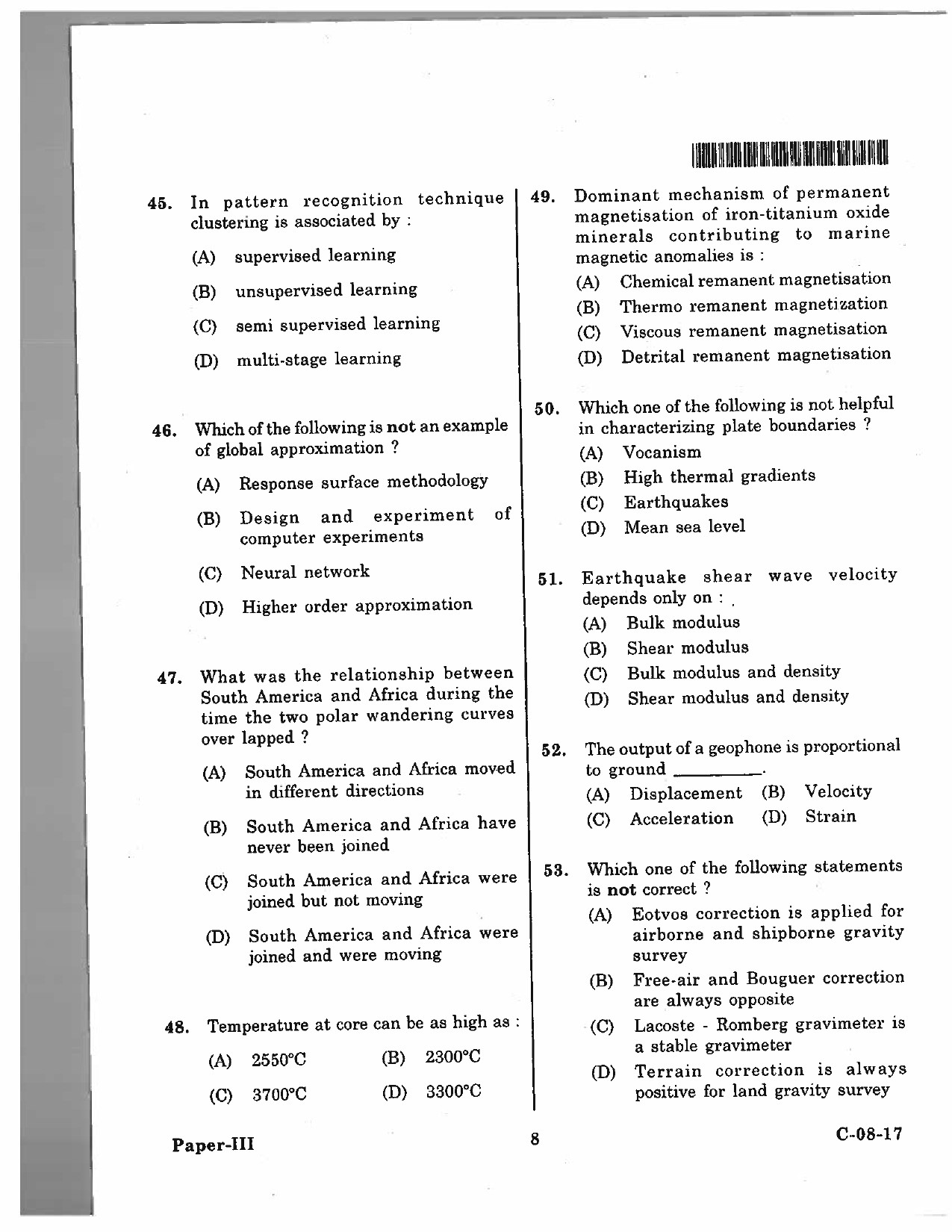 Telangana SET Earth Science 2017 Question Paper III 7