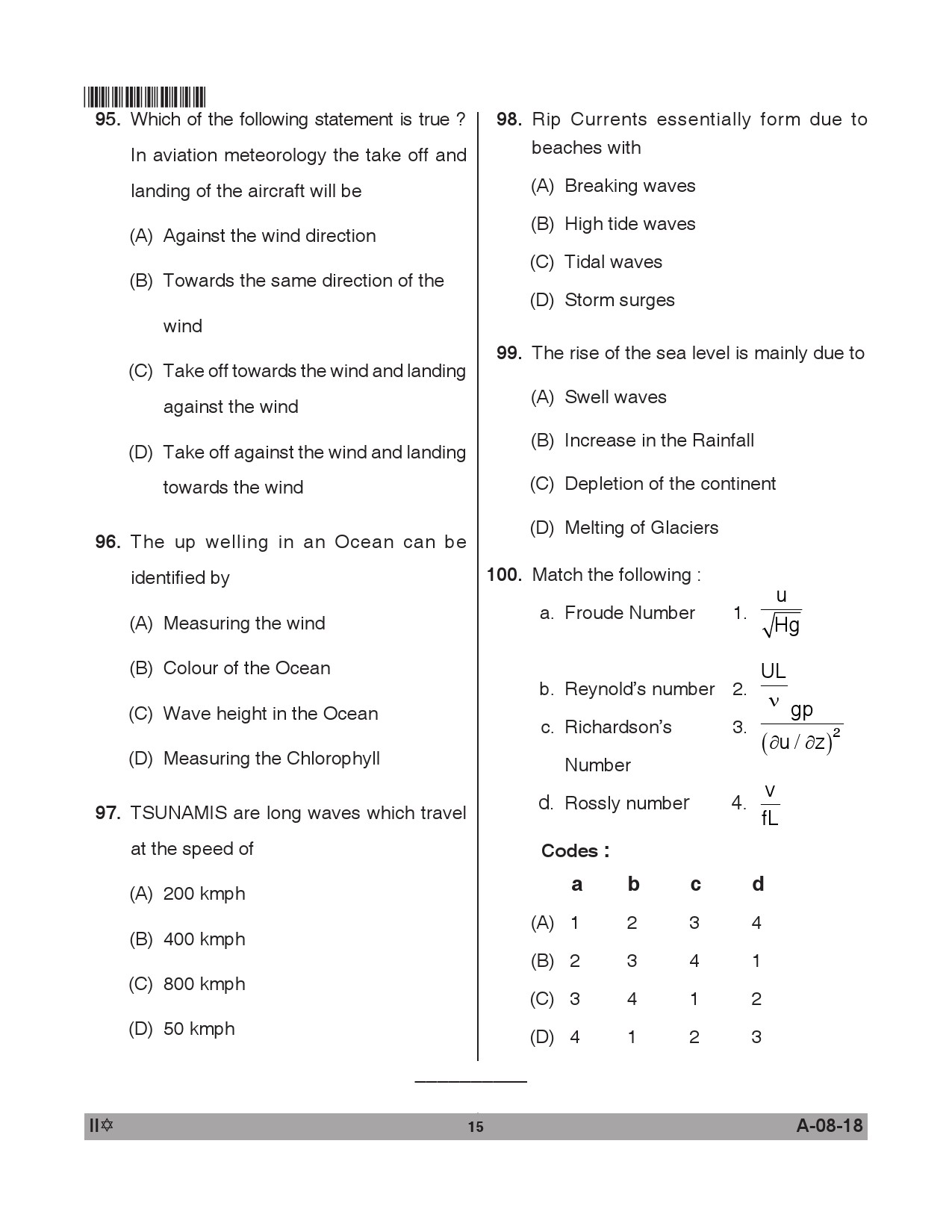 Telangana SET Earth Science 2018 Question Paper II 14