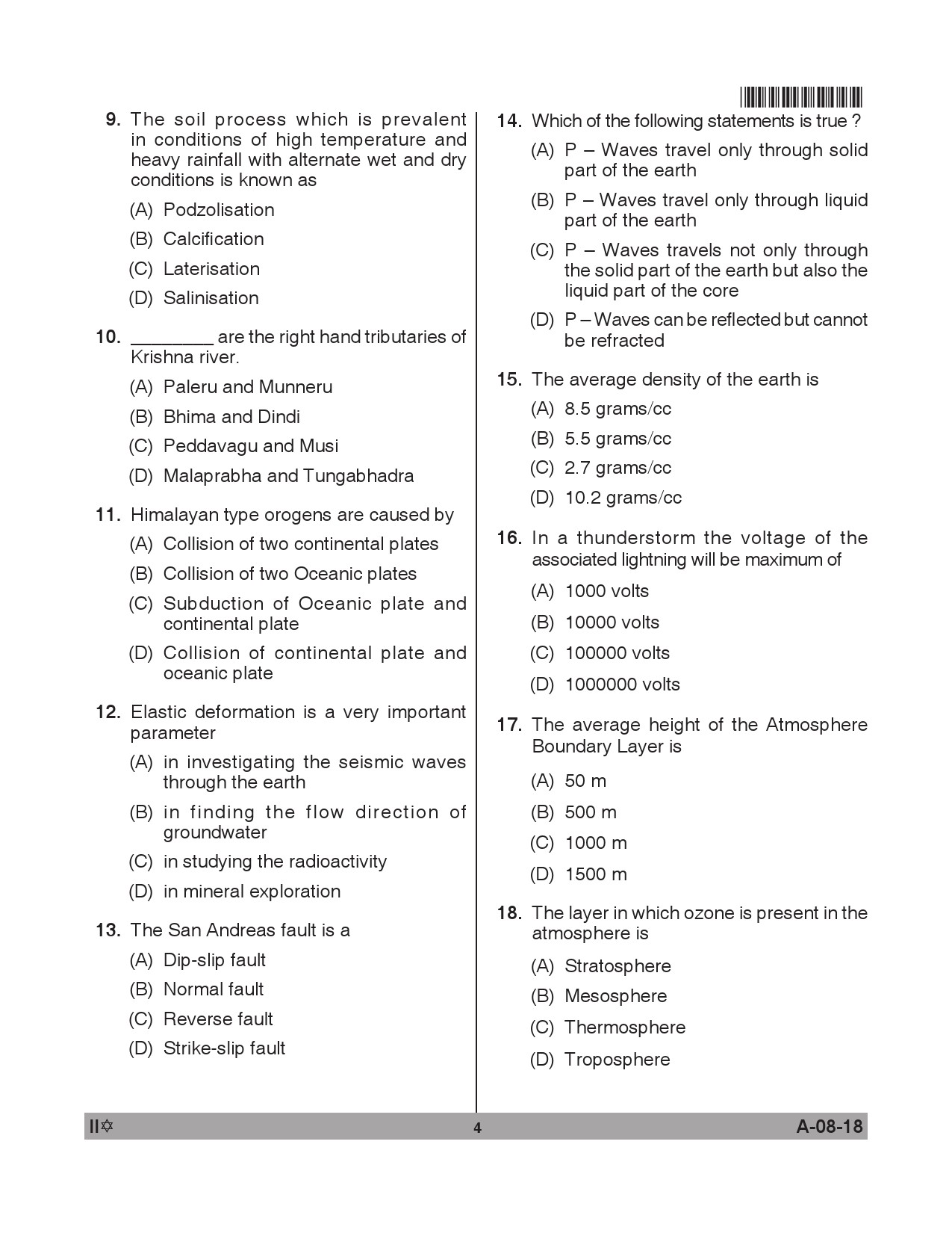 Telangana SET Earth Science 2018 Question Paper II 3