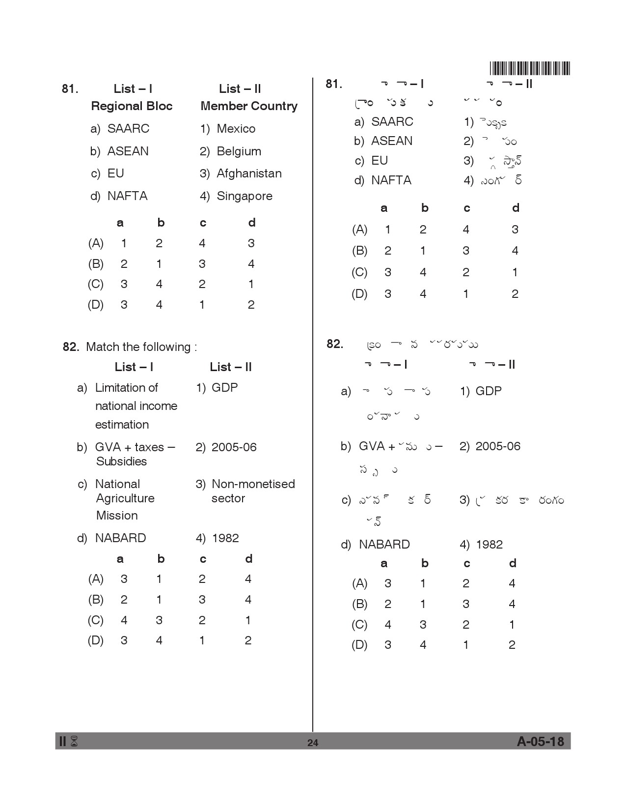 Telangana SET Economics 2018 Question Paper II 23