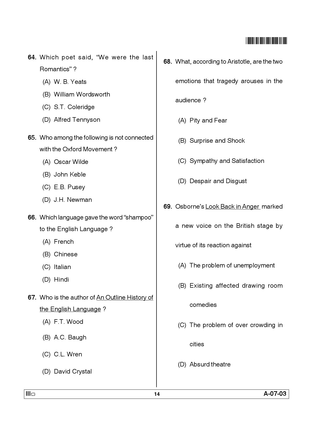 Telangana SET English 2012 Question Paper III 13