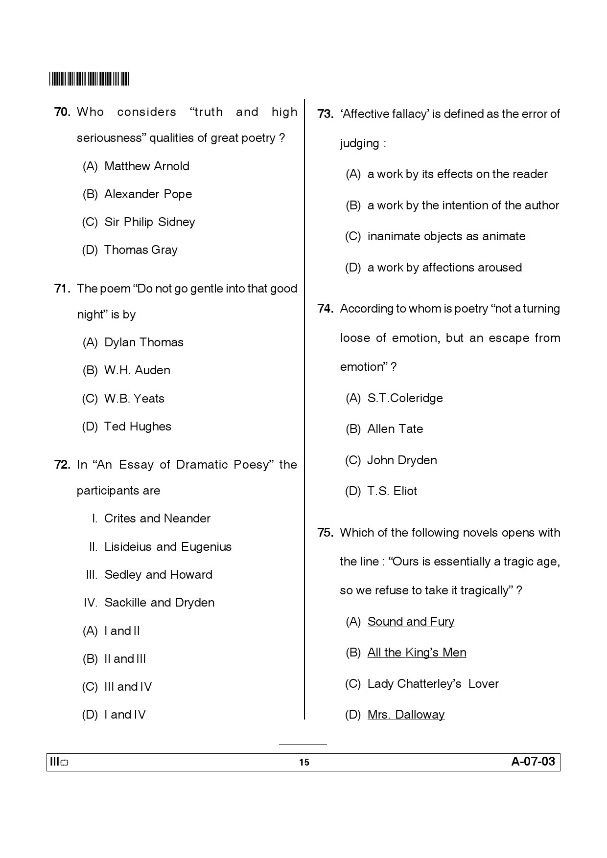 Telangana SET English 2012 Question Paper III 14