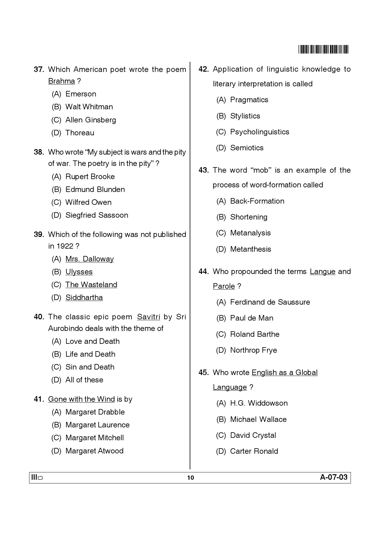 Telangana SET English 2012 Question Paper III 9