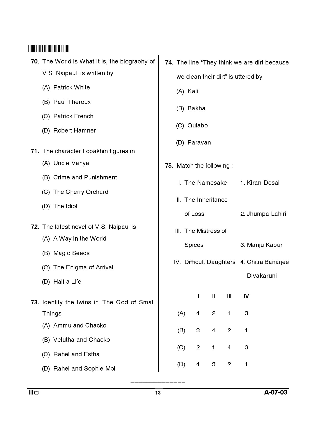 Telangana SET English 2013 Question Paper III 12