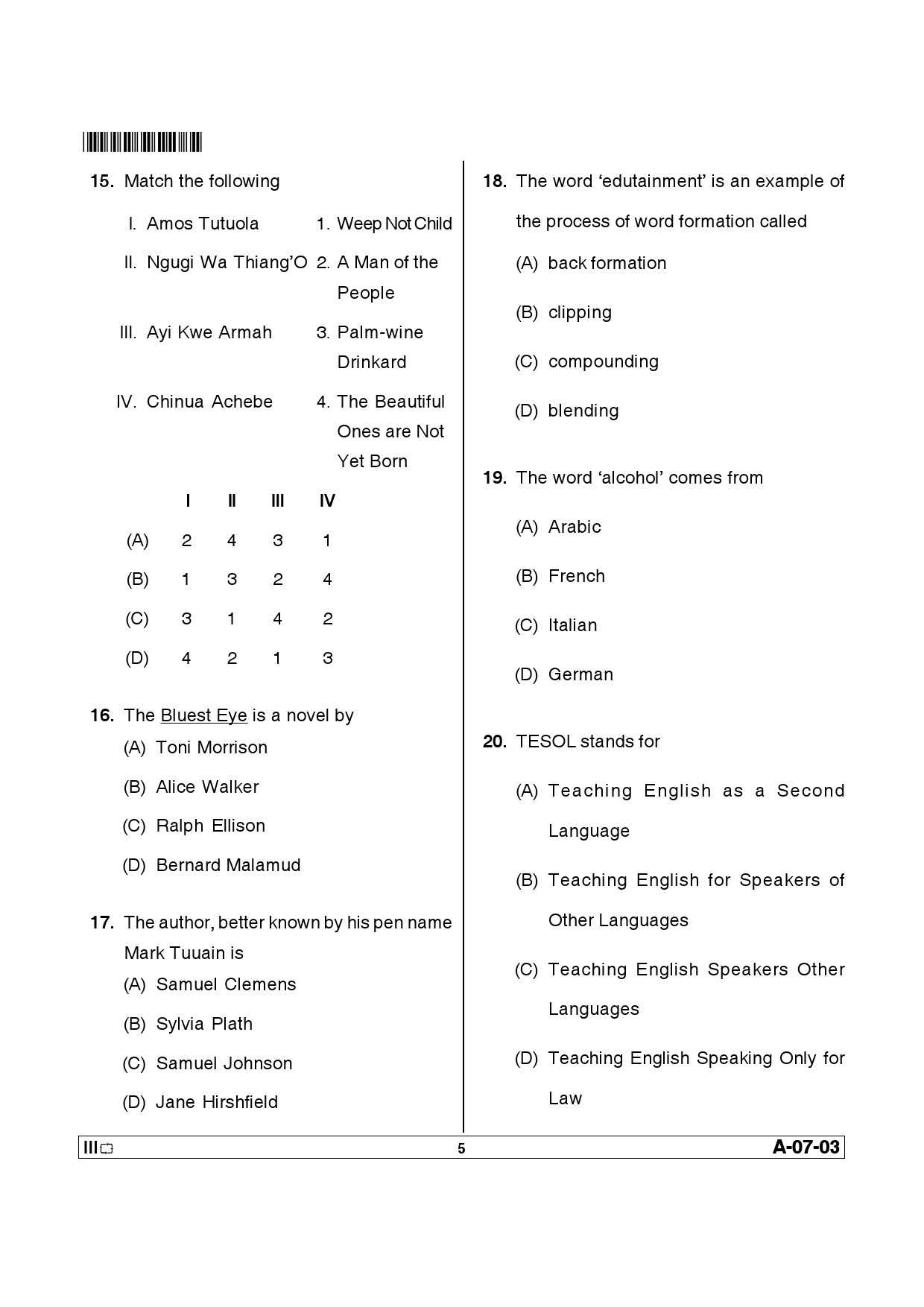 Telangana SET English 2013 Question Paper III 4